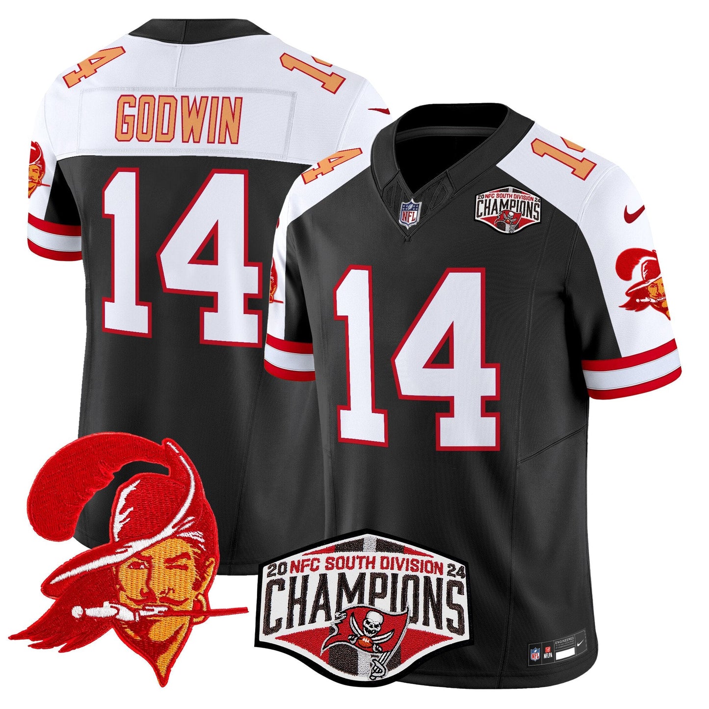 Tampa Bay Buccaneers Throwback 2024 NFC South Division Champions Patch Vapor Limited Jersey - All Stitched