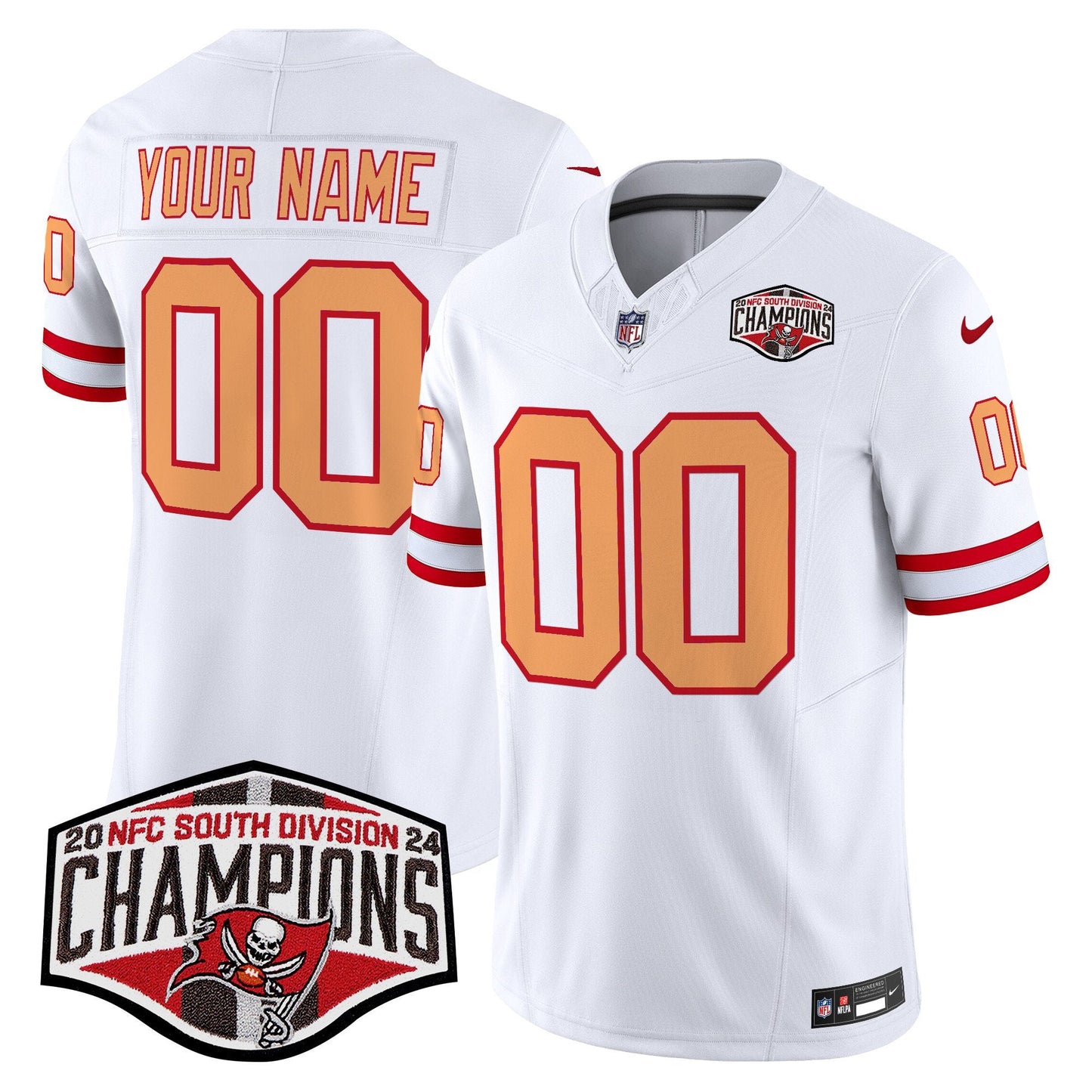 Tampa Bay Buccaneers Throwback 2024 NFC South Division Champions Patch Vapor Limited Custom Jersey - All Stitched
