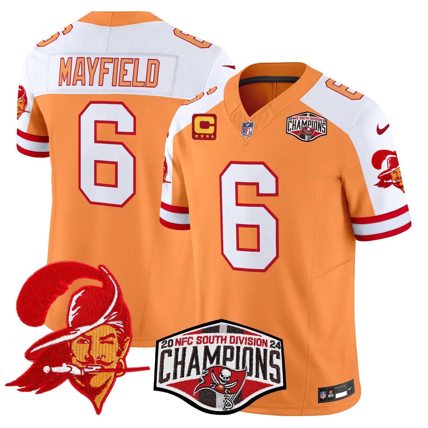 Tampa Bay Buccaneers Throwback 2024 NFC South Division Champions Patch Vapor Limited Jersey - All Stitched