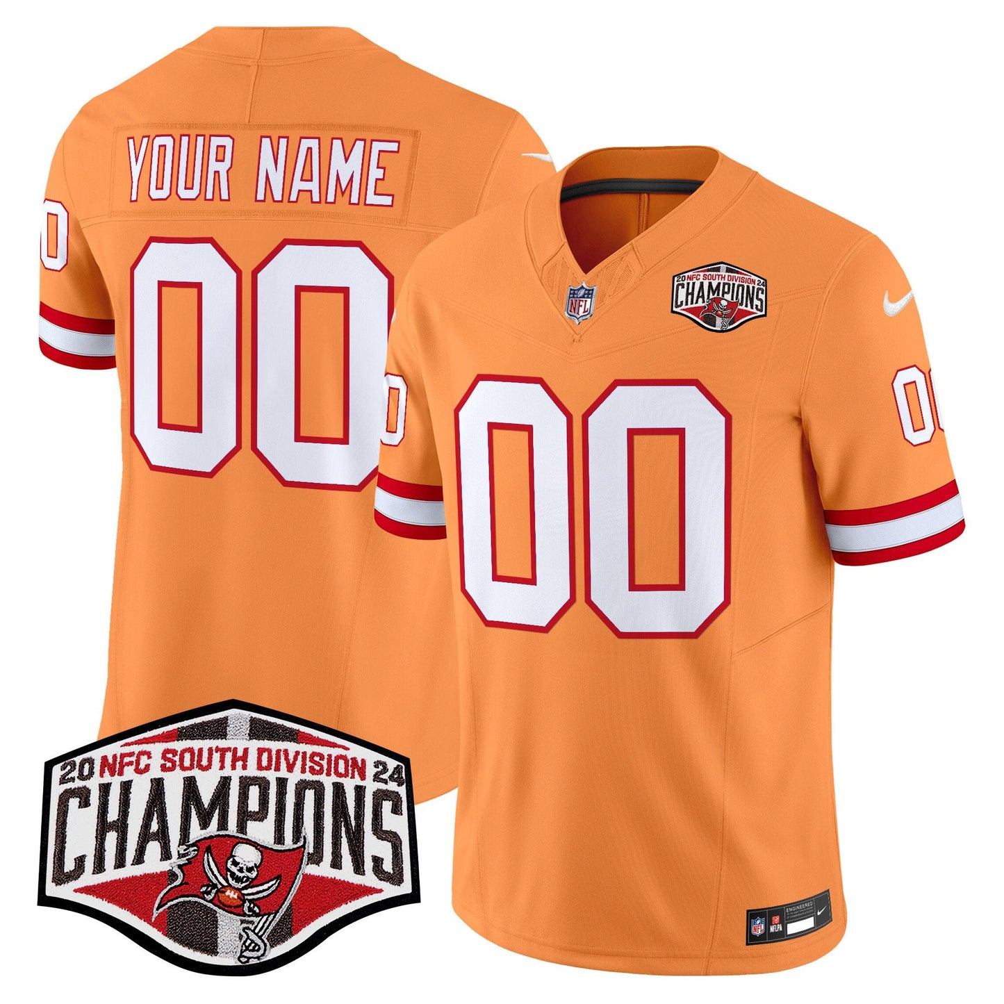 Tampa Bay Buccaneers Throwback 2024 NFC South Division Champions Patch Vapor Limited Custom Jersey - All Stitched