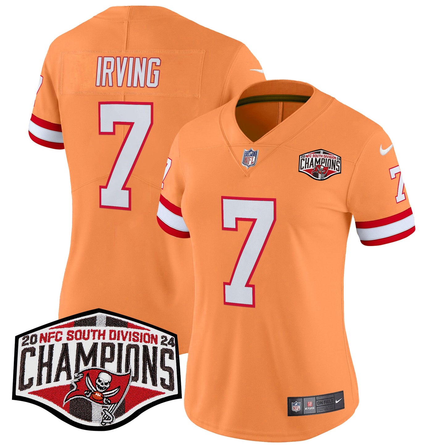 Women's Tampa Bay Buccaneers Creamsicle 2024 NFC South Division Champions Patch Vapor Limited Jersey - All Stitched