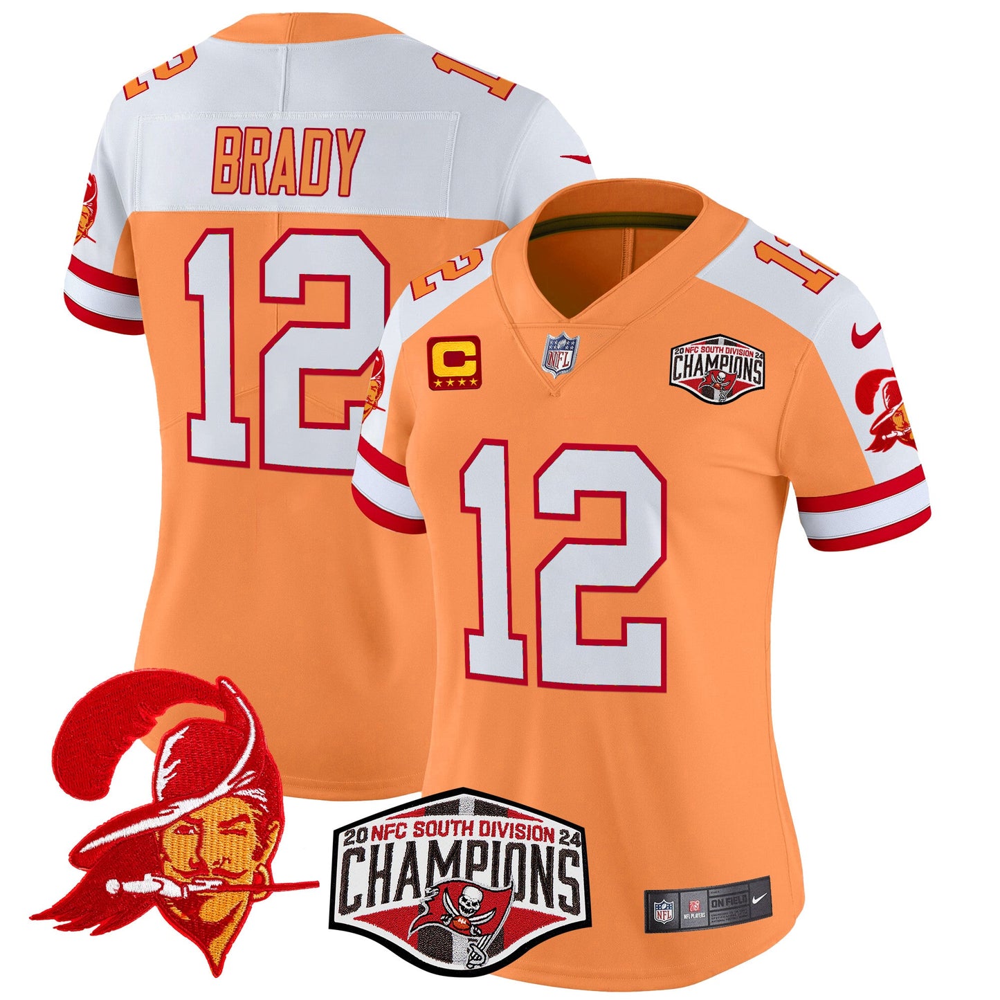 Women's Tampa Bay Buccaneers Creamsicle 2024 NFC South Division Champions Patch Vapor Limited Jersey - All Stitched