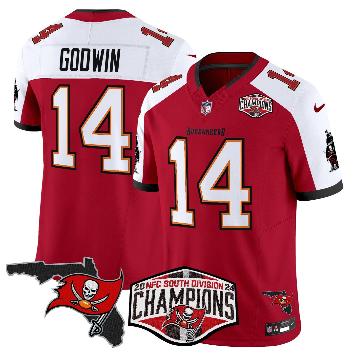 Buccaneers 2024 NFC South Division Champions Patch Vapor Limited Jersey - All Stitched