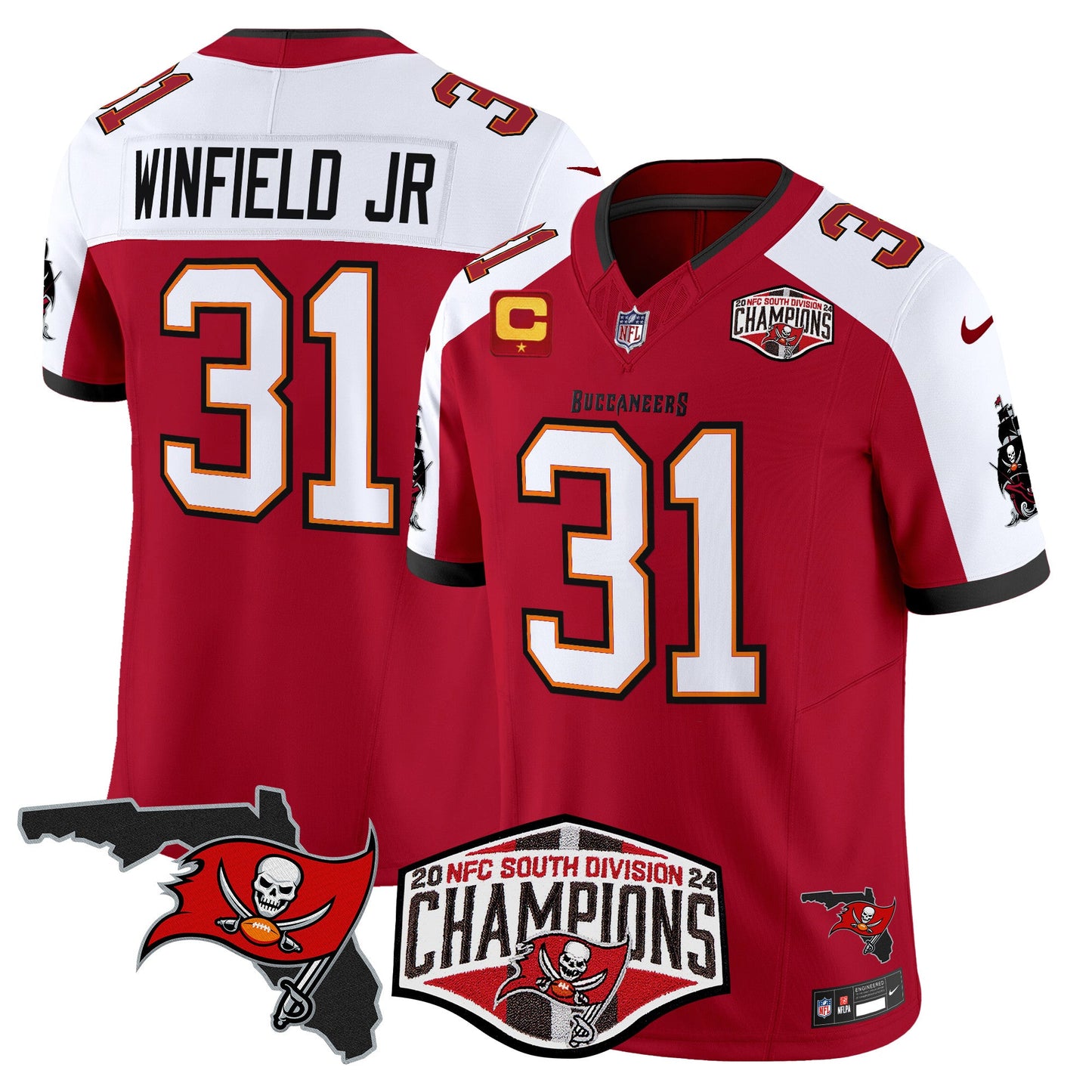 Buccaneers 2024 NFC South Division Champions Patch Vapor Limited Jersey - All Stitched