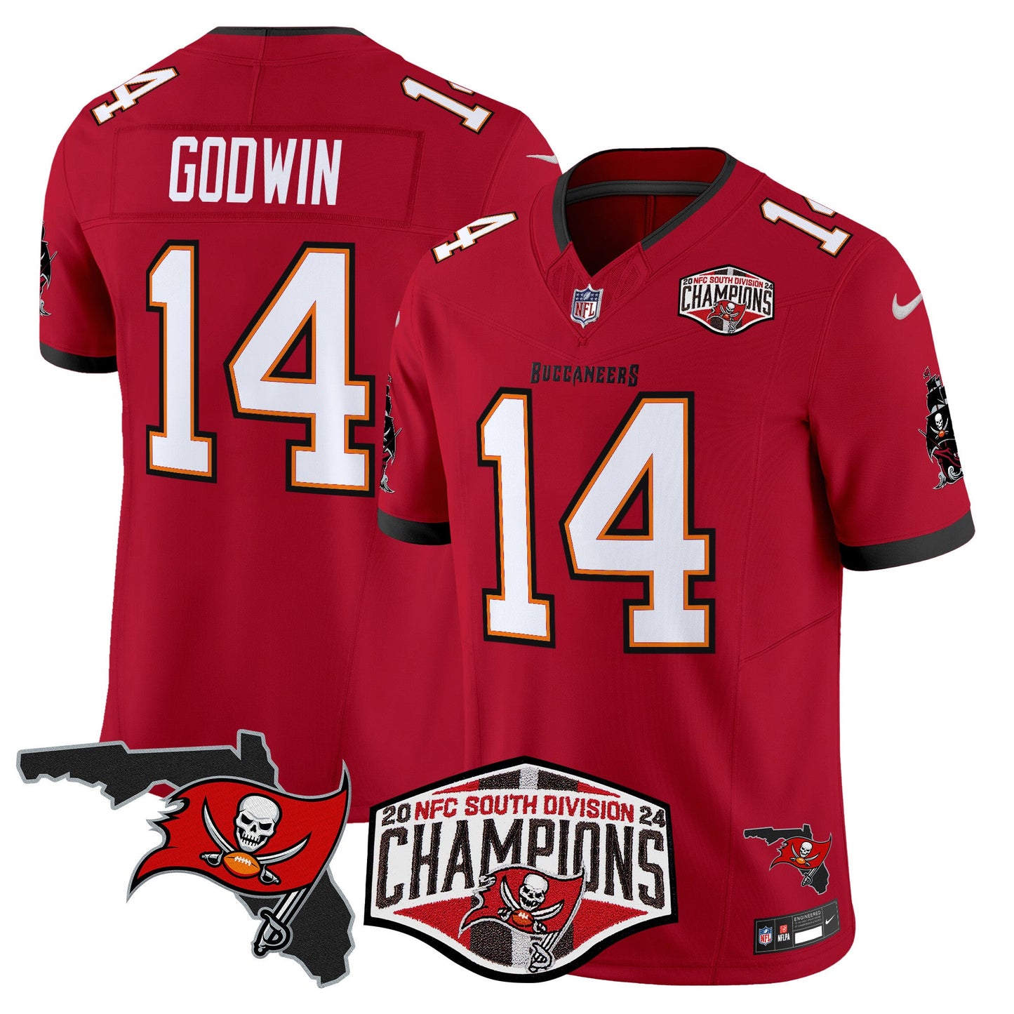 Buccaneers 2024 NFC South Division Champions Patch Vapor Limited Jersey - All Stitched
