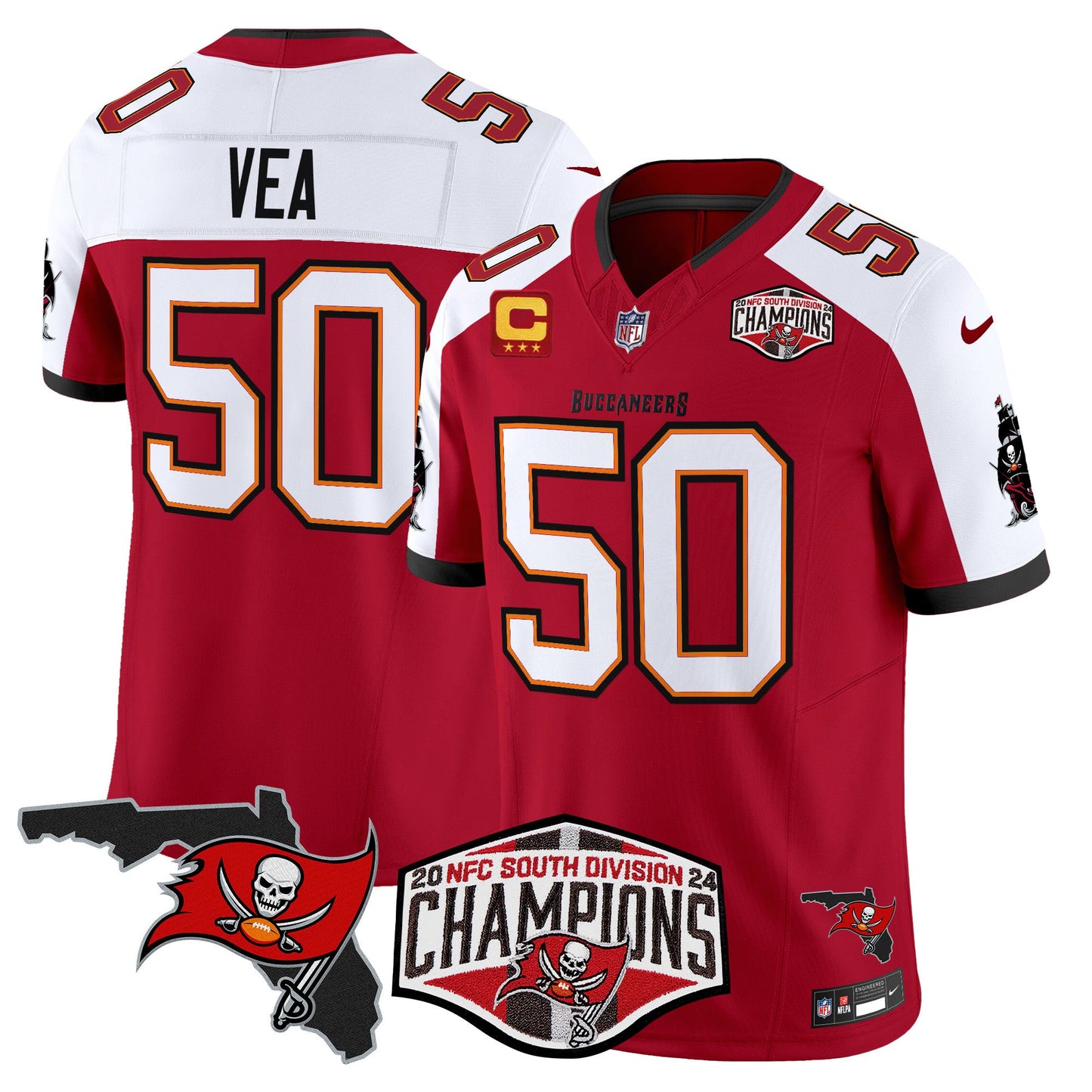 Buccaneers 2024 NFC South Division Champions Patch Vapor Limited Jersey - All Stitched