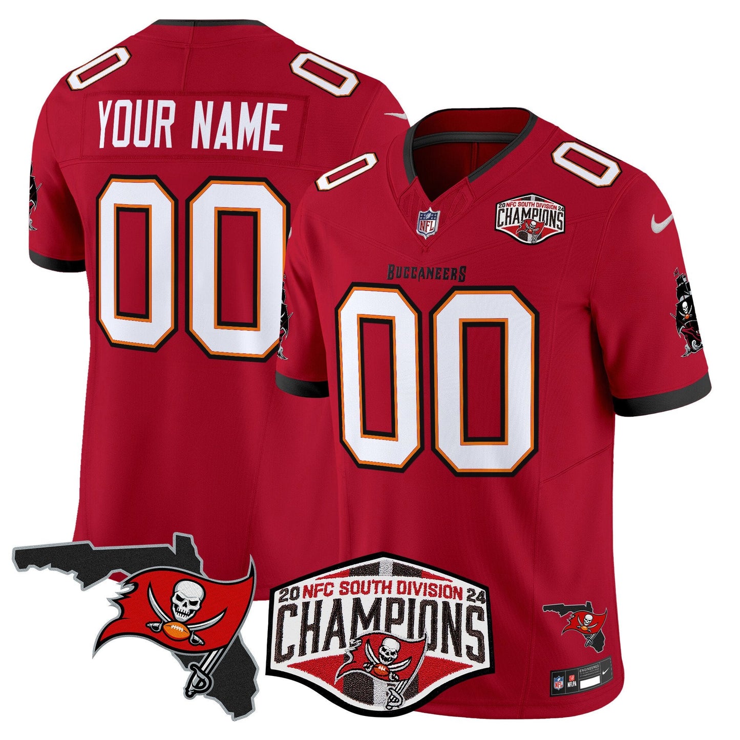 Buccaneers 2024 NFC South Division Champions Patch Vapor Limited Custom Jersey - All Stitched