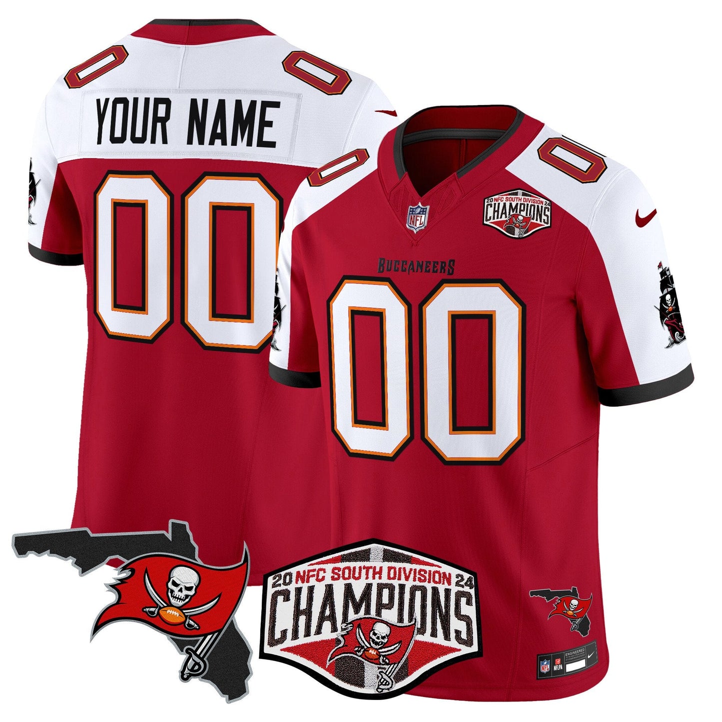 Buccaneers 2024 NFC South Division Champions Patch Vapor Limited Custom Jersey - All Stitched