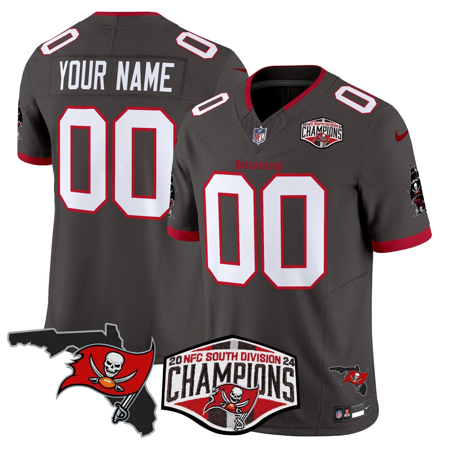 Buccaneers 2024 NFC South Division Champions Patch Vapor Limited Custom Jersey - All Stitched