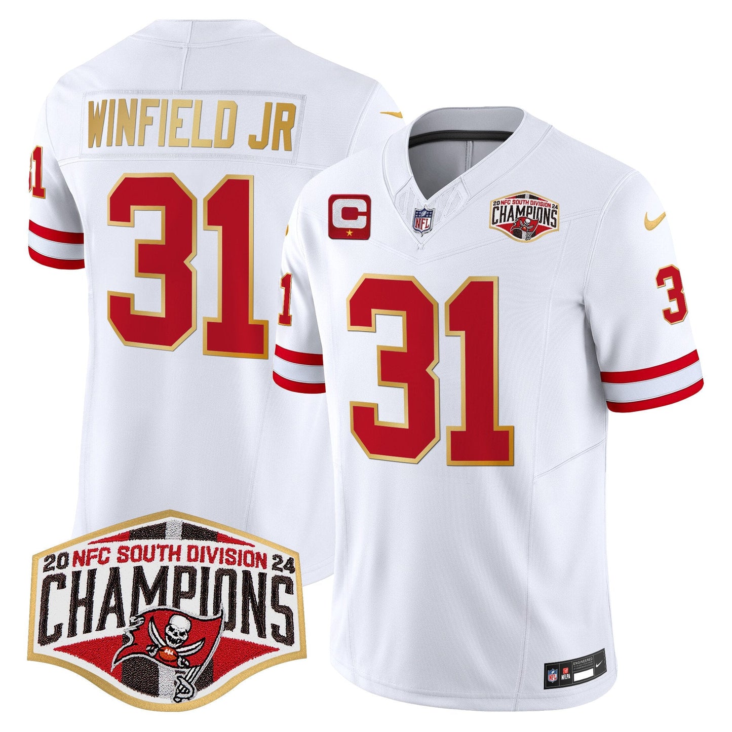 Buccaneers Creamsicle 2024 NFC South Division Champions Patch Gold Trim Vapor Limited Jersey - All Stitched