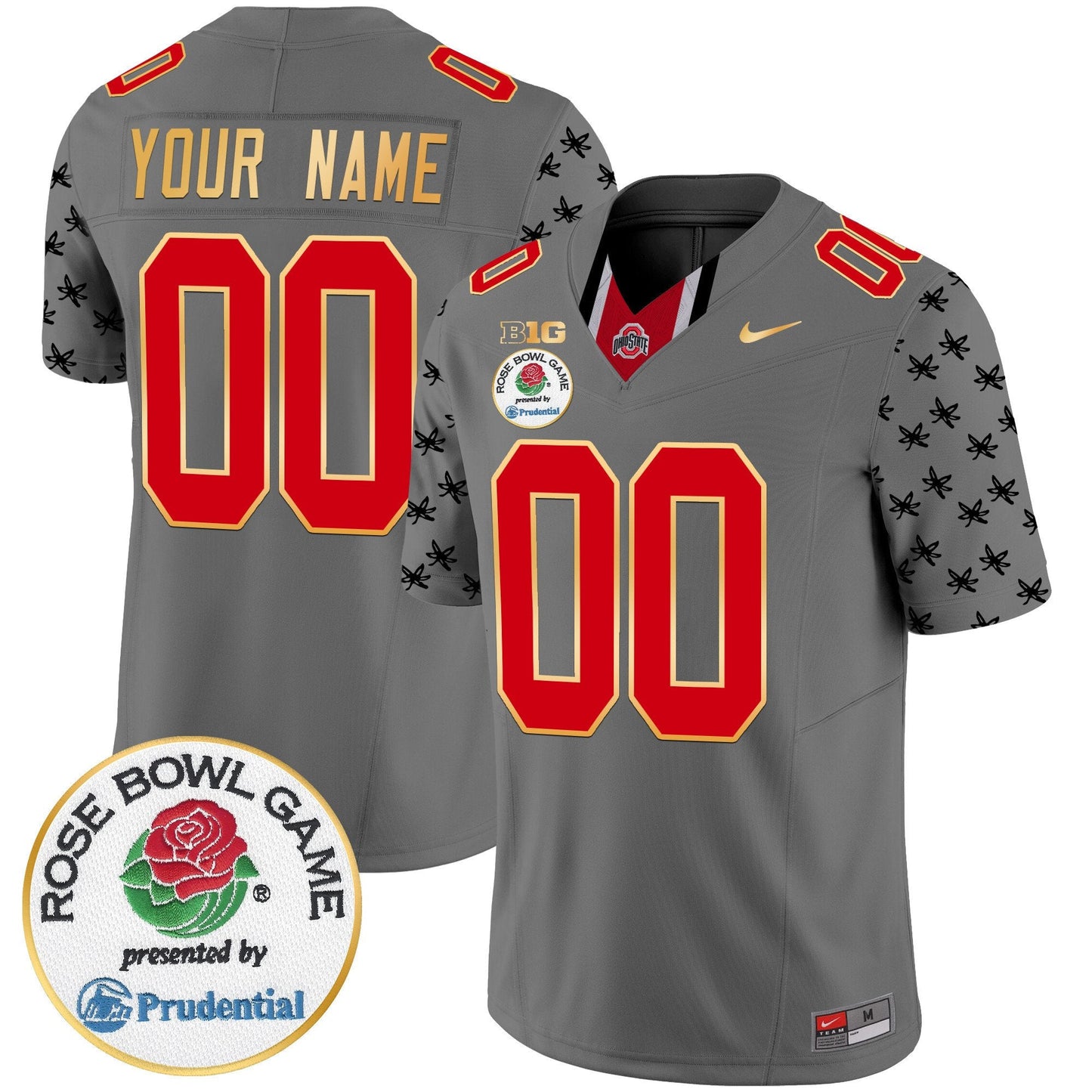 Ohio State Buckeyes Rose Bowl Gold Trim Vapor Limited Custom Jersey - All Stitched