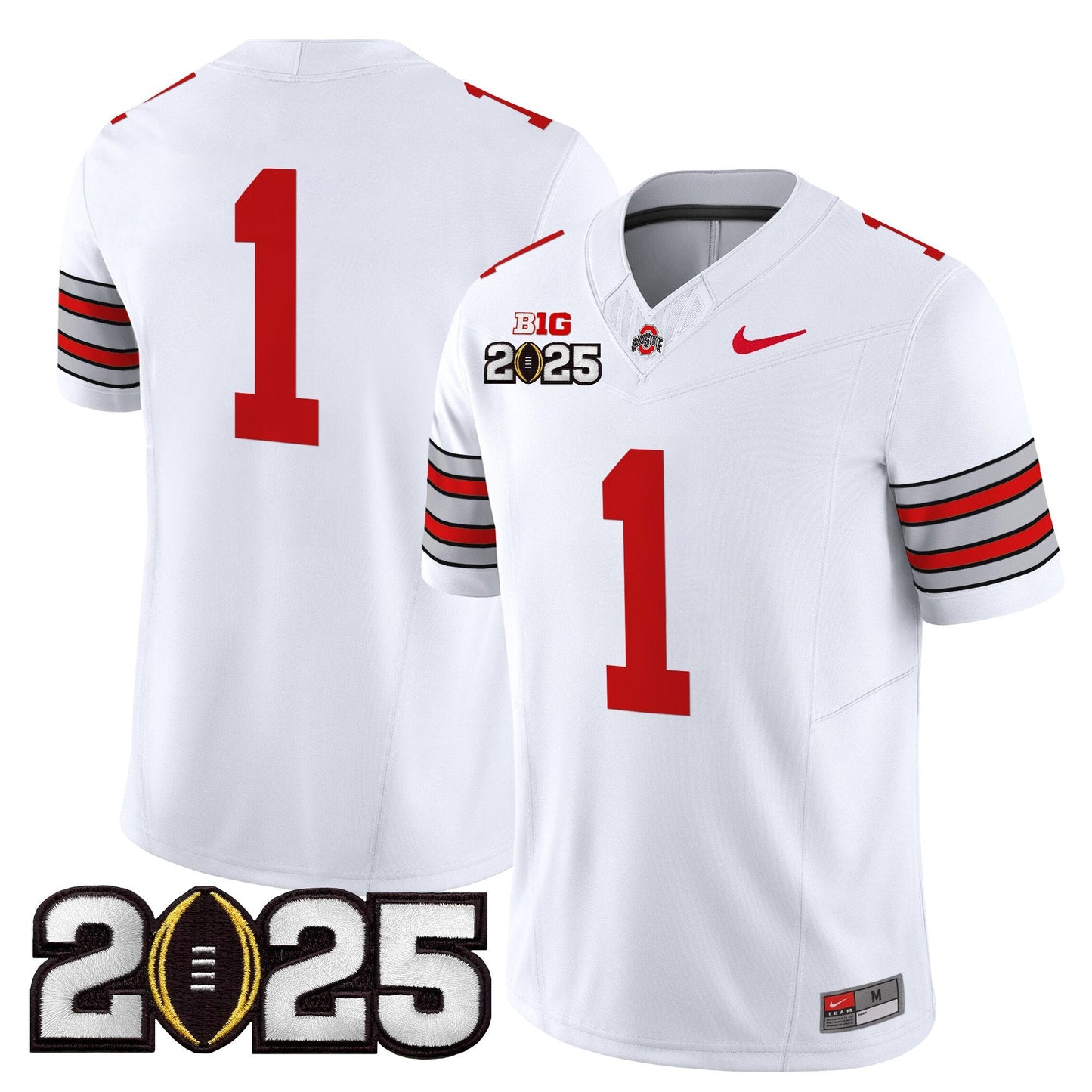 Ohio State Buckeyes 'Heritage Stripe' 2025 CFP Final Patch Vapor Limited Jersey - All Stitched