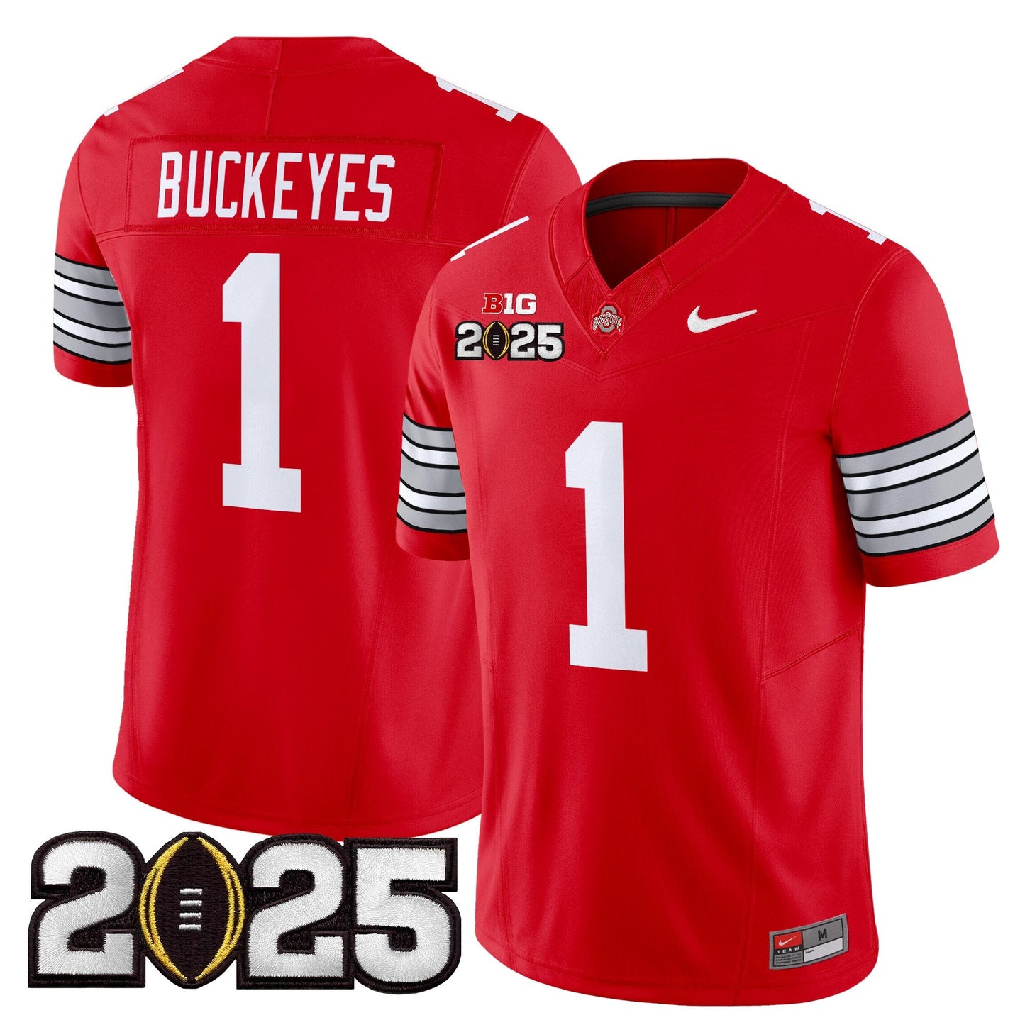 Ohio State Buckeyes 'Heritage Stripe' 2025 CFP Final Patch Vapor Limited Jersey - All Stitched