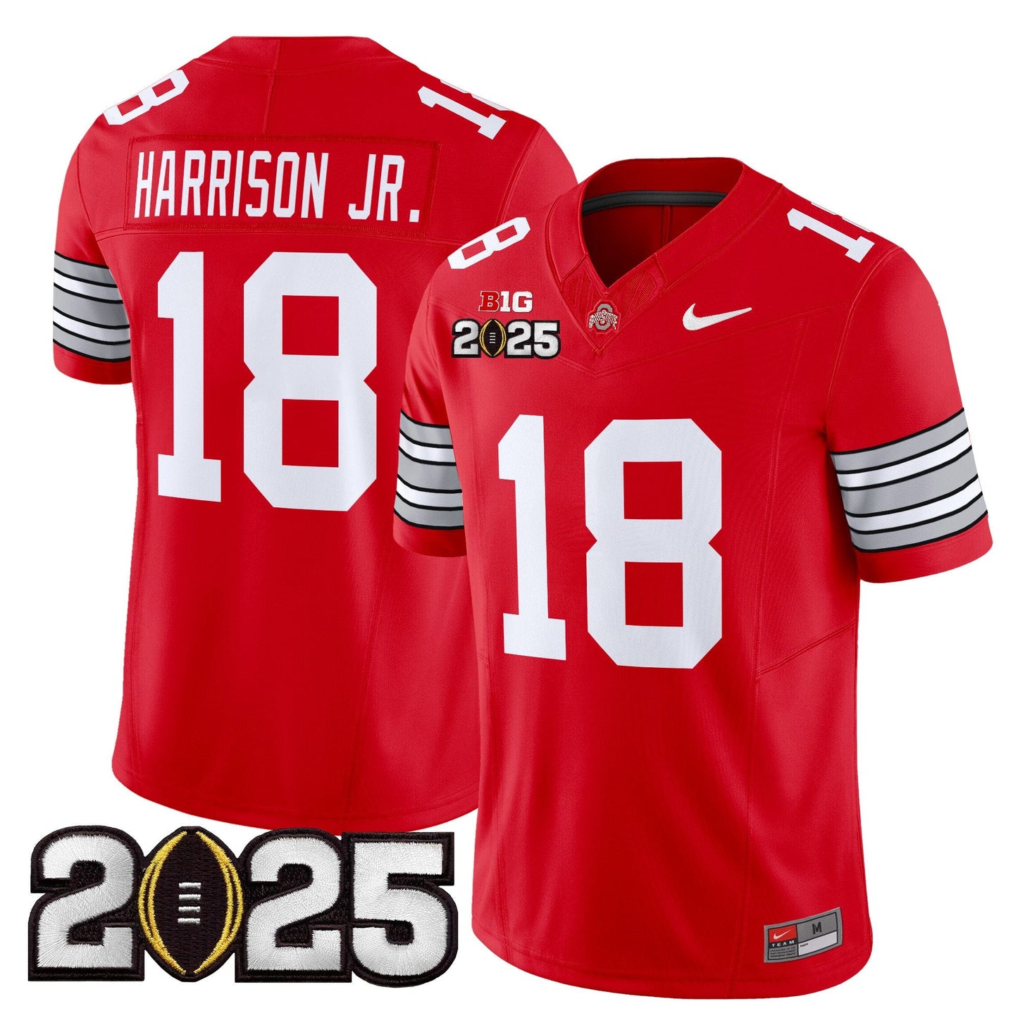 Ohio State Buckeyes 'Heritage Stripe' 2025 CFP Final Patch Vapor Limited Jersey - All Stitched