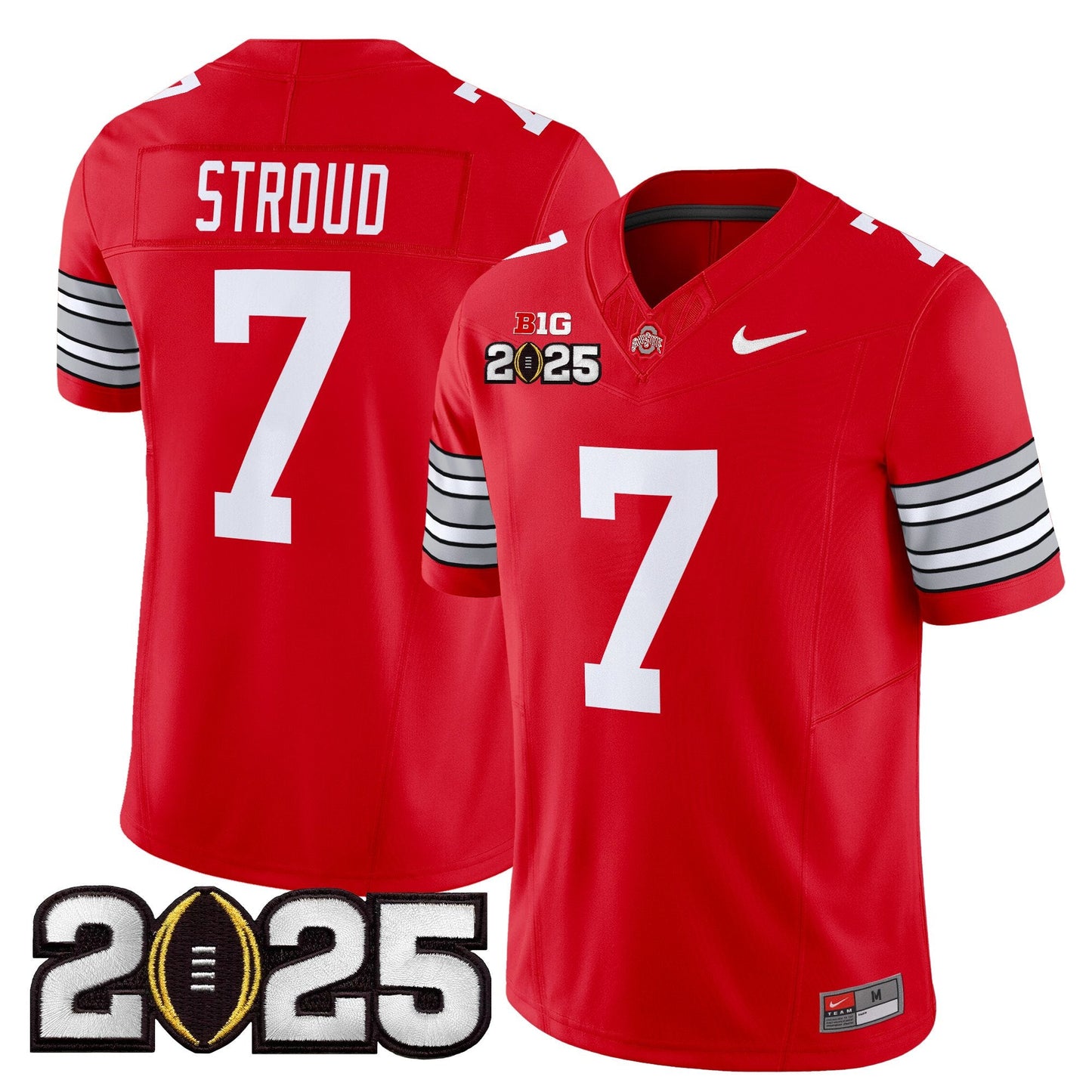 Ohio State Buckeyes 'Heritage Stripe' 2025 CFP Final Patch Vapor Limited Jersey - All Stitched