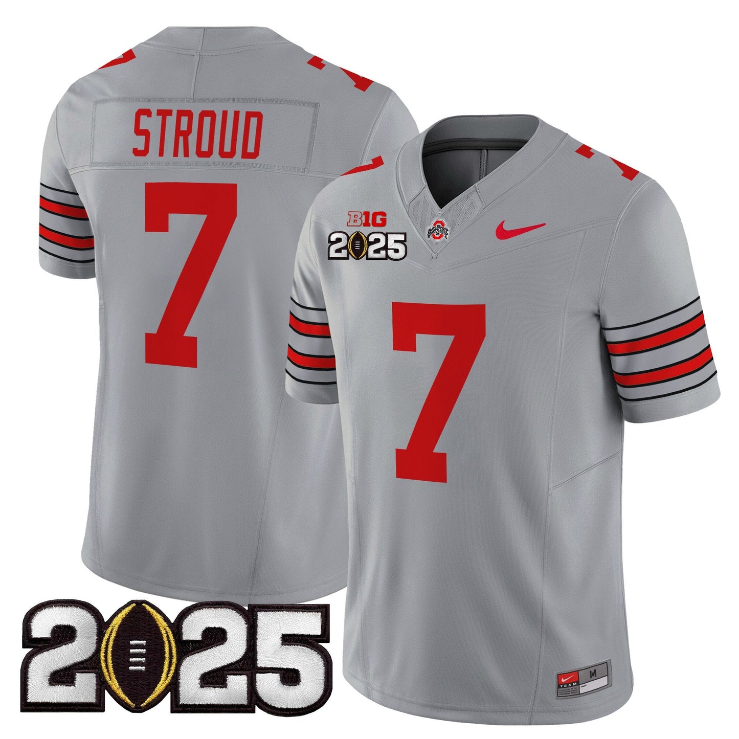 Ohio State Buckeyes 'Heritage Stripe' 2025 CFP Final Patch Vapor Limited Jersey - All Stitched