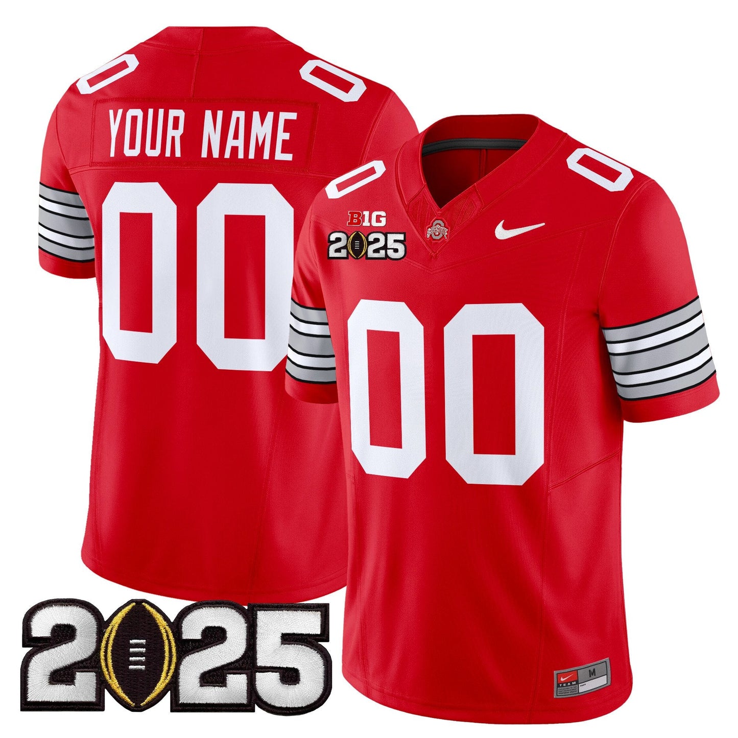 Ohio State Buckeyes 'Heritage Stripe' 2025 CFP Final Patch Vapor Limited Custom Jersey - All Stitched