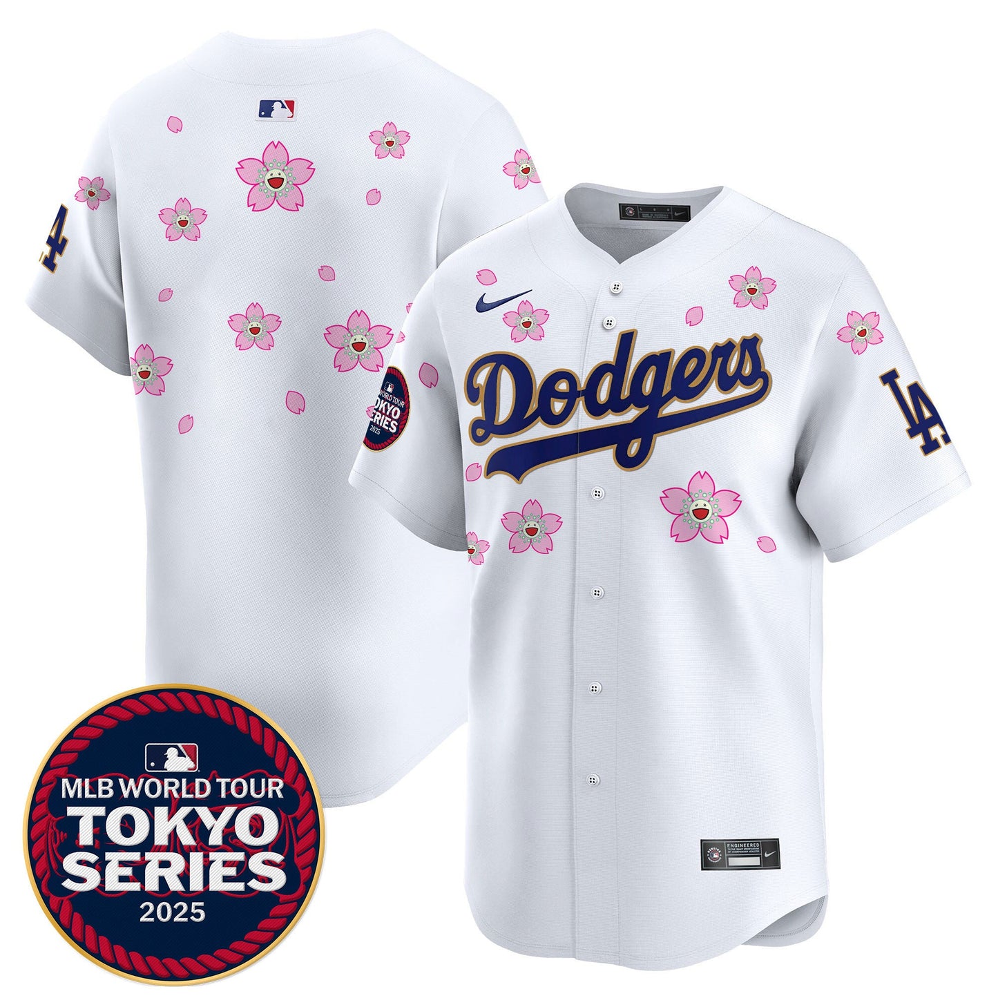 Men's Dodgers Tokyo Series 2025 Gold Trim Vapor Premier Limited Jersey V2 - Stitched