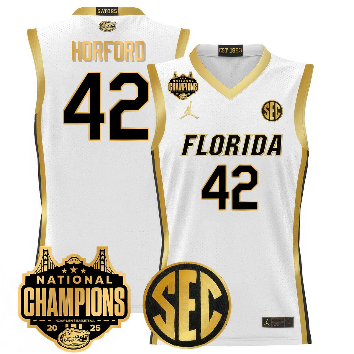 Men's Florida Gators 2025 National Champions Basketball Jersey - All Stitched