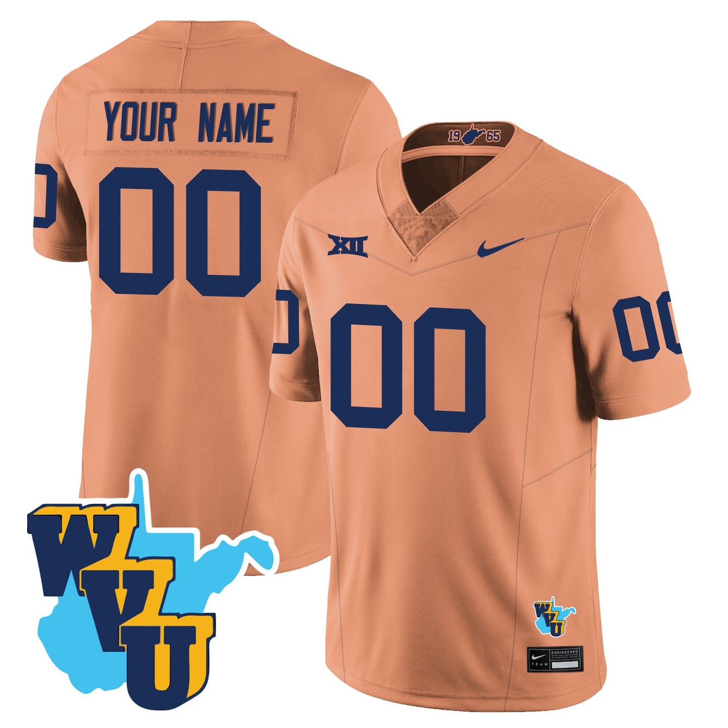 Custom Name/Gender West Virginia Mountaineers 1965-2025 Throwback Jersey - All Stitched