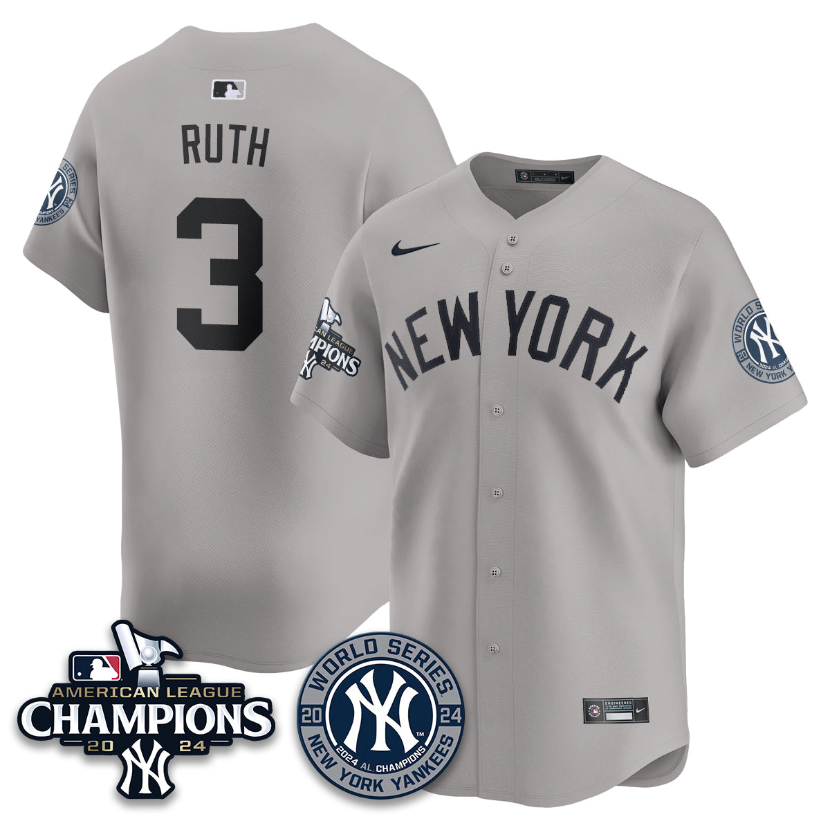 New York Yankees World Series AL Champions Jersey - All Stitched