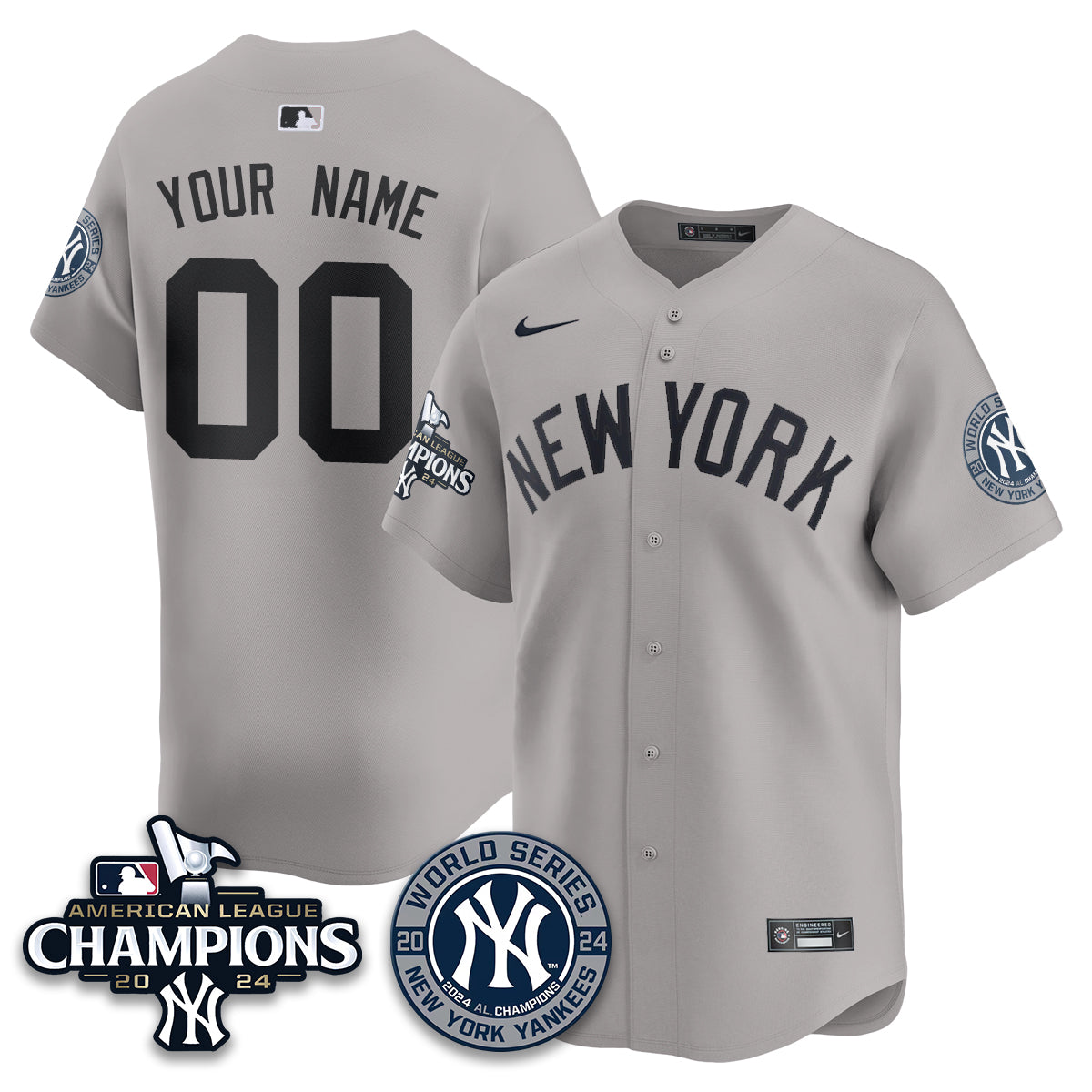 New York Yankees World Series AL Champions Custom Jersey - All Stitched