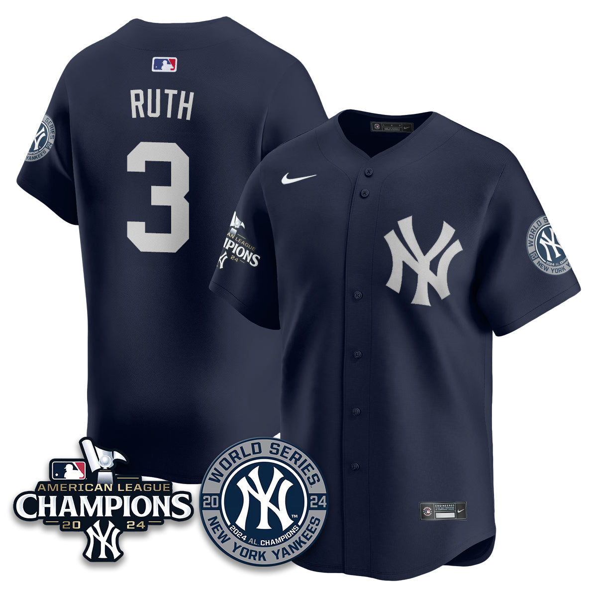New York Yankees World Series AL Champions Jersey - All Stitched