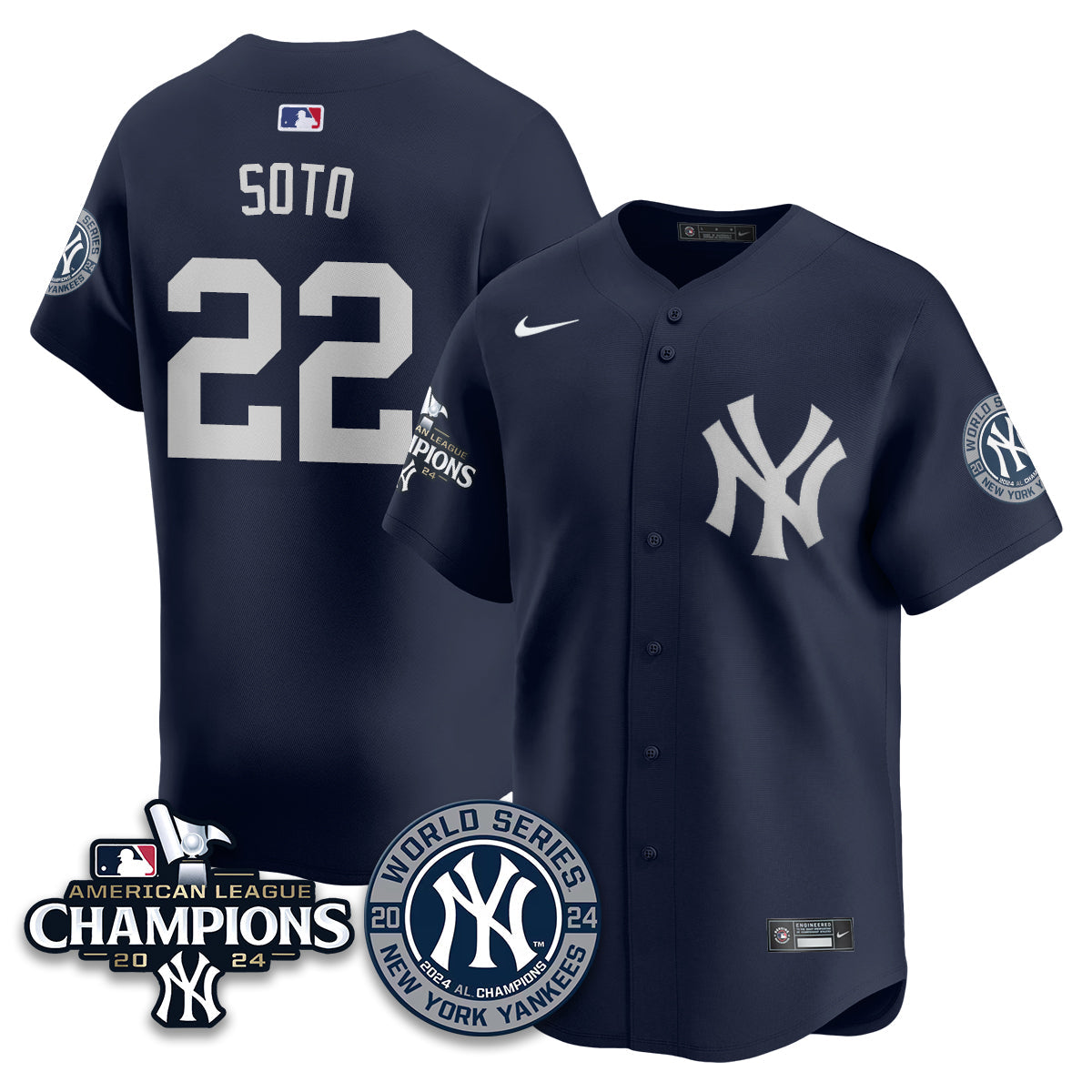 New York Yankees World Series AL Champions Jersey - All Stitched