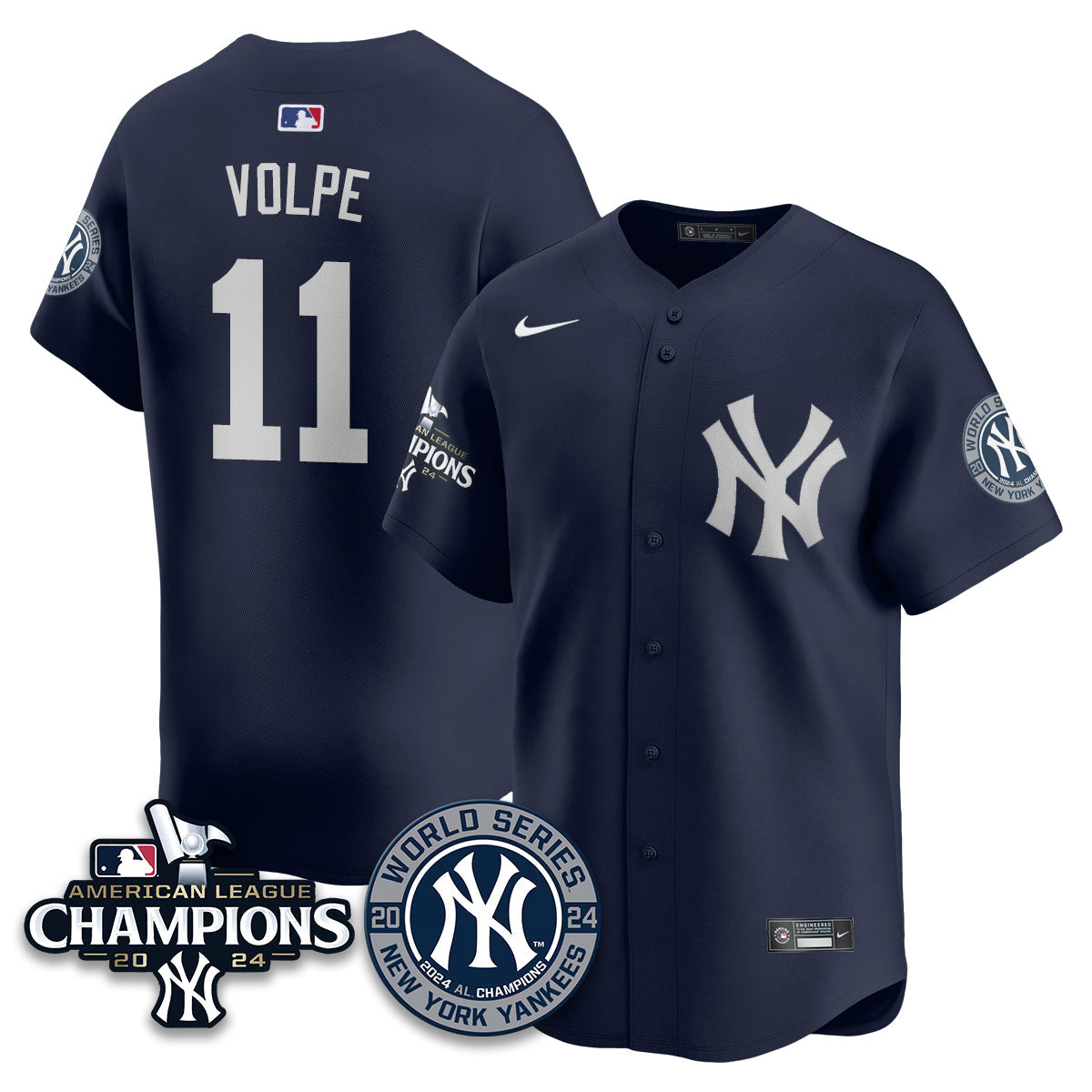 New York Yankees World Series AL Champions Jersey - All Stitched