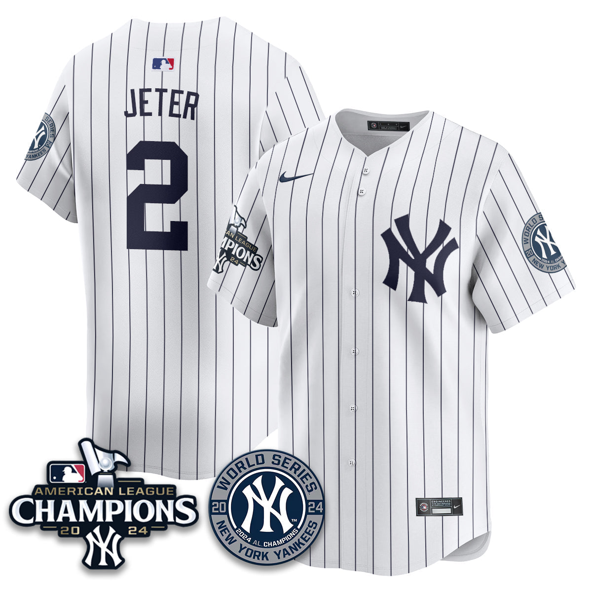 New York Yankees World Series AL Champions Jersey - All Stitched