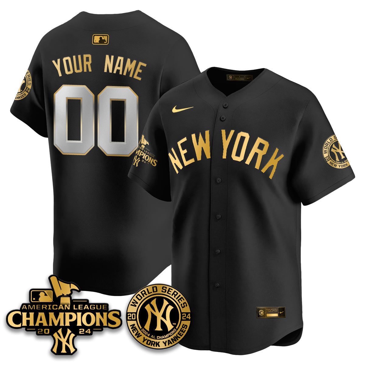 New York Yankees World Series AL Champions Custom Jersey - All Stitched