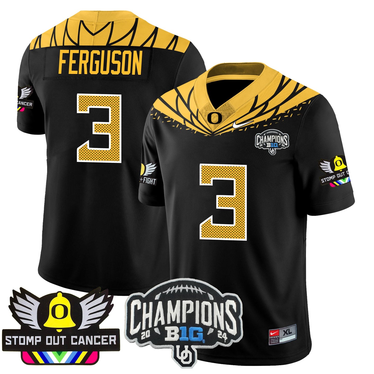 Oregon Alternate 2024 Big Ten Champions Jersey V2 - All Stitched