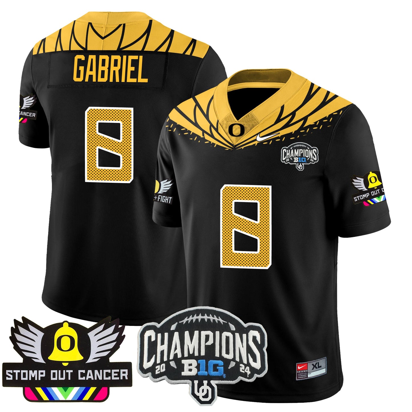 Oregon Alternate 2024 Big Ten Champions Jersey V2 - All Stitched