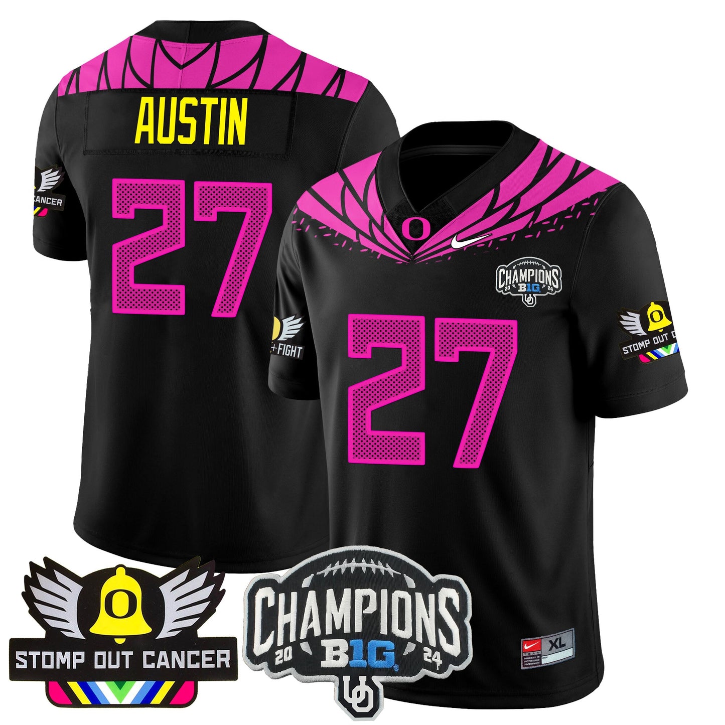 Oregon Alternate 2024 Big Ten Champions Jersey V2 - All Stitched