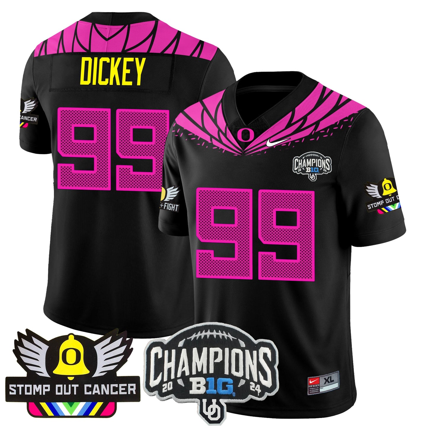 Oregon Alternate 2024 Big Ten Champions Jersey V2 - All Stitched