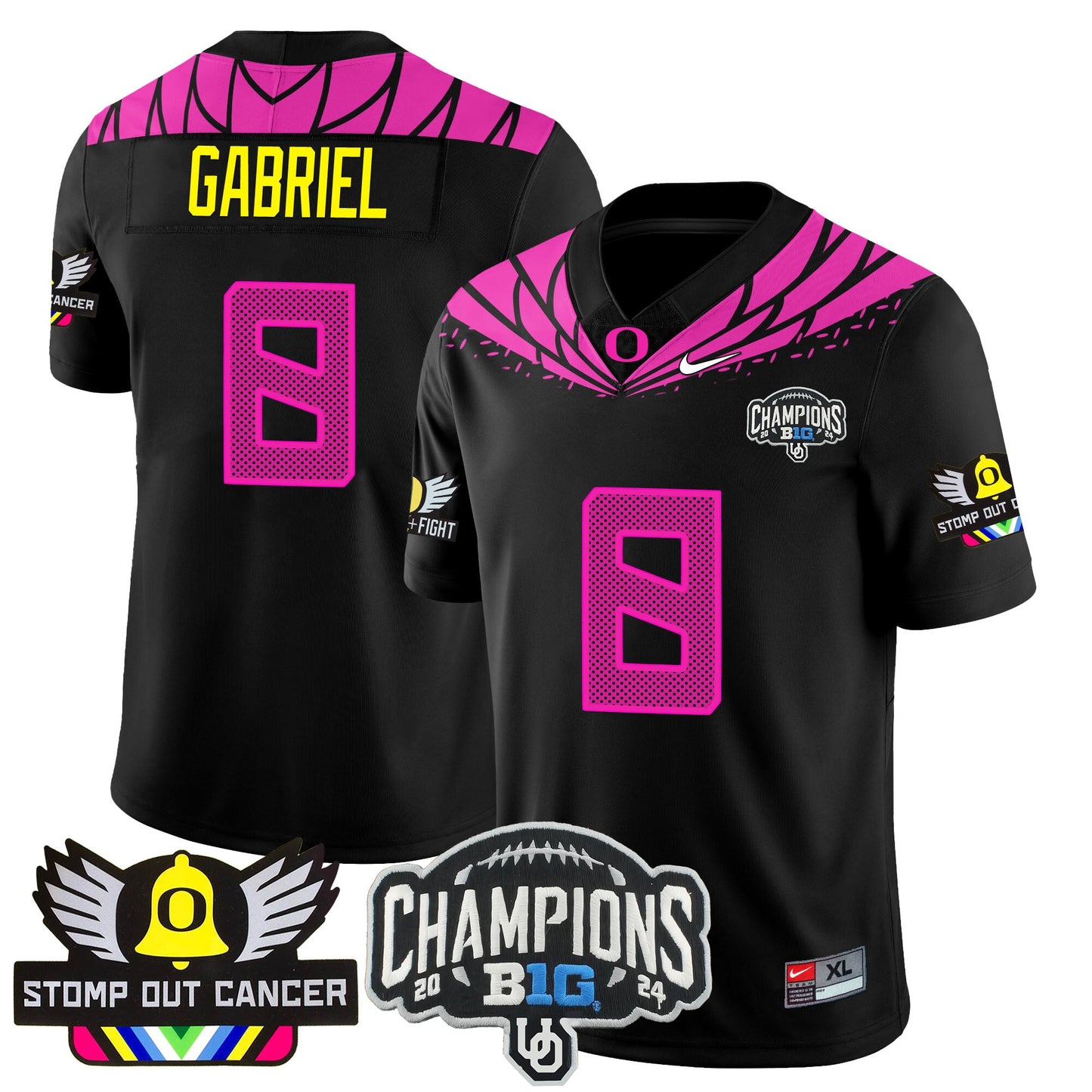 Oregon Alternate 2024 Big Ten Champions Jersey V2 - All Stitched
