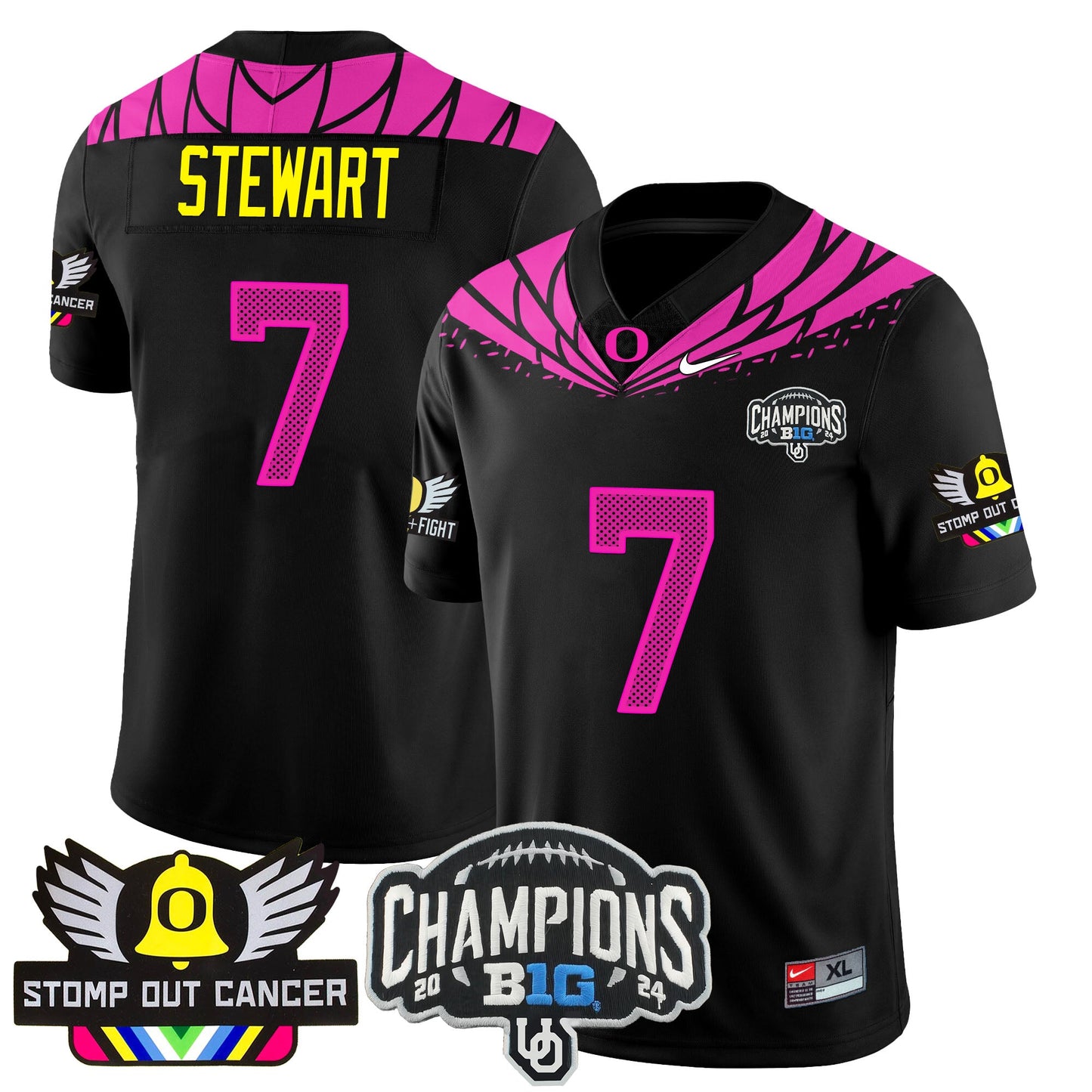 Oregon Alternate 2024 Big Ten Champions Jersey V2 - All Stitched