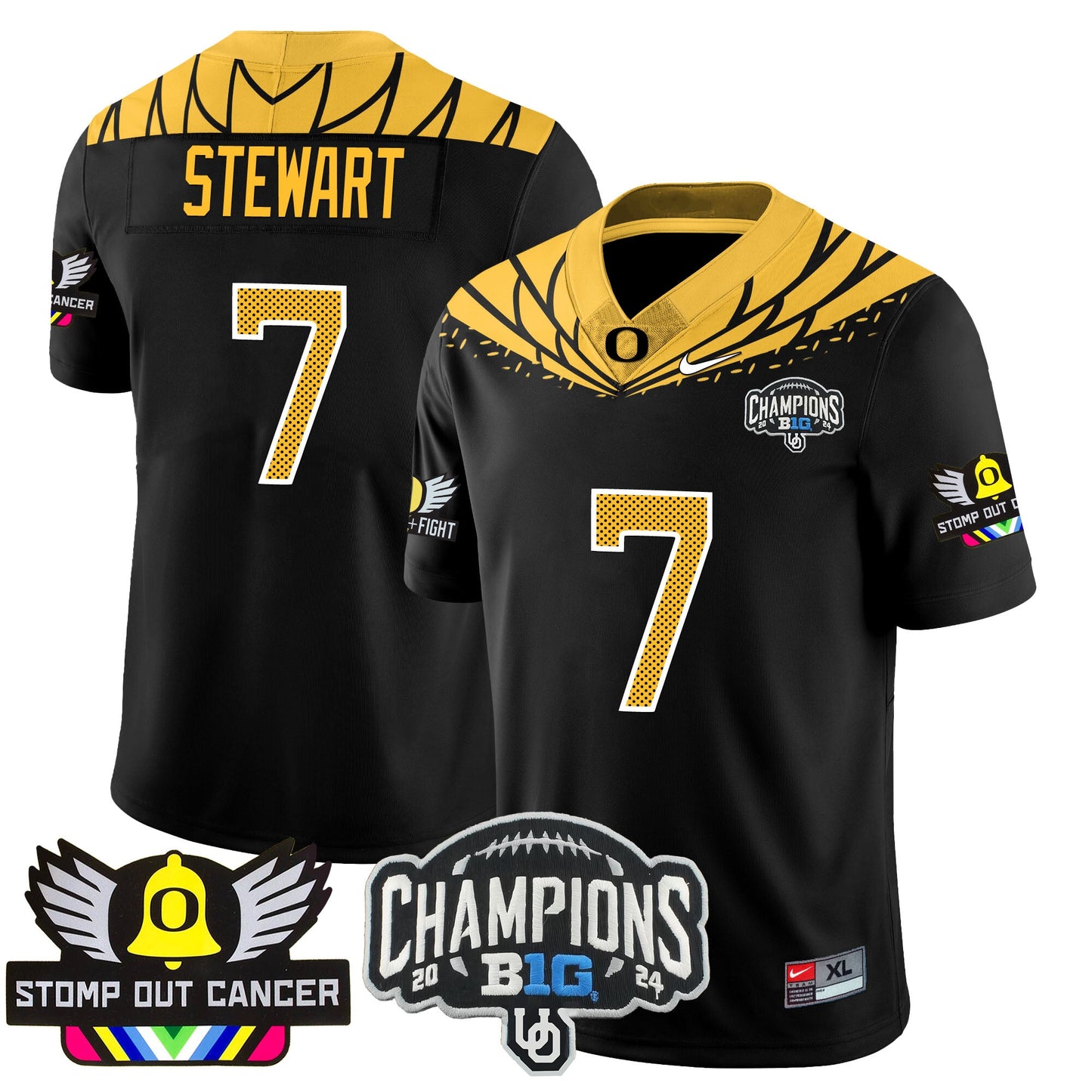Oregon Alternate 2024 Big Ten Champions Jersey V2 - All Stitched