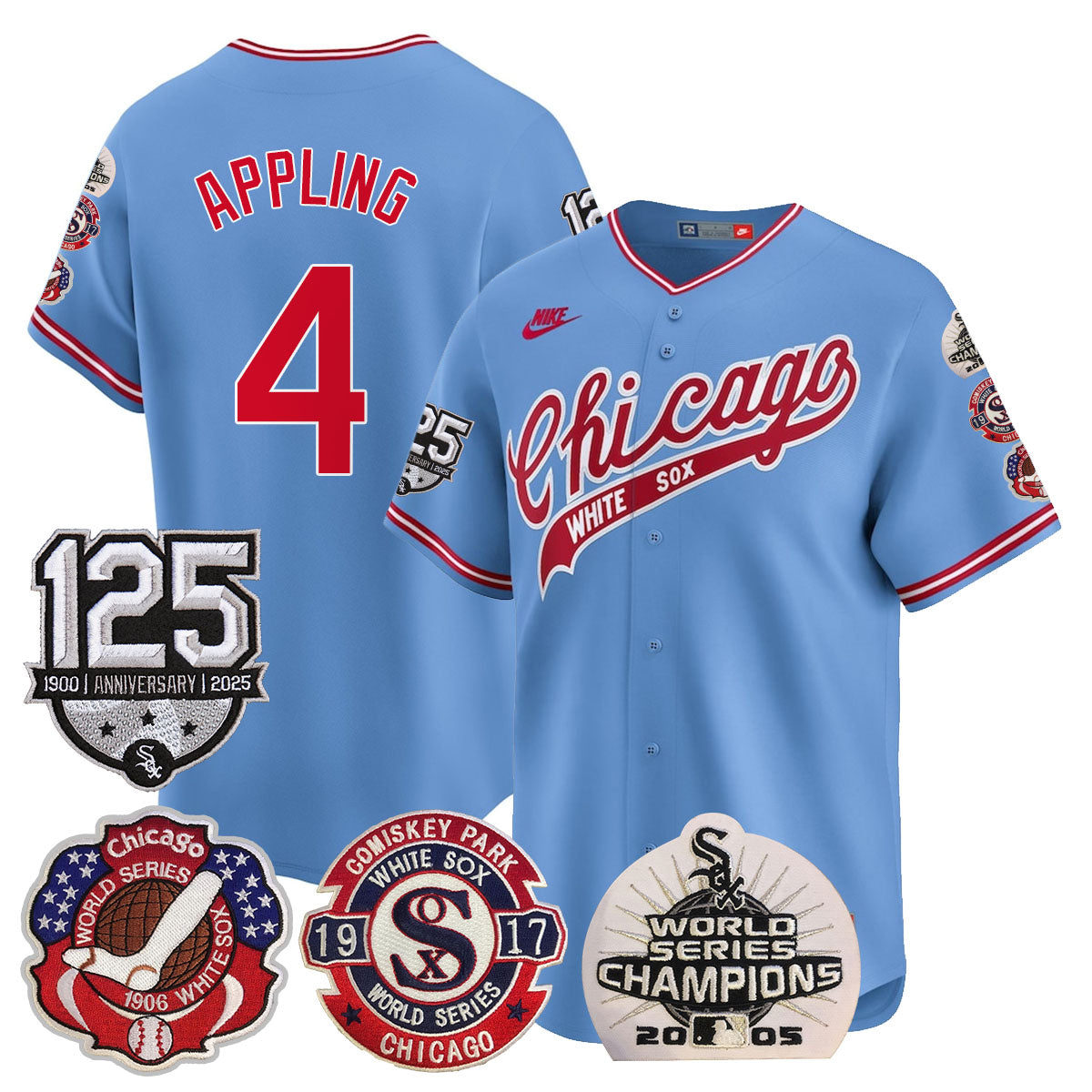 Chicago White Sox 125th Anniversary - World Series Champions Jersey - All Stitched