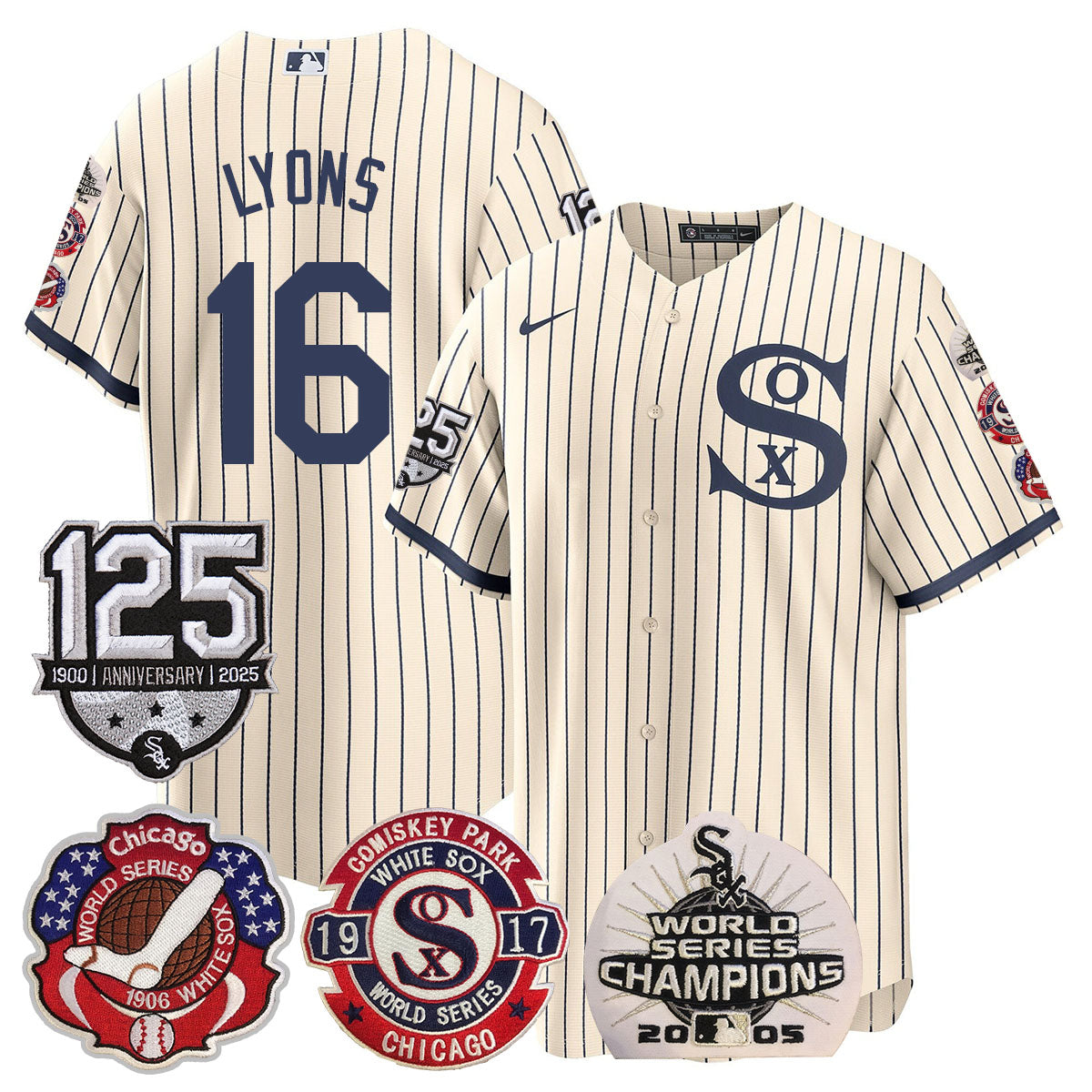Chicago White Sox 125th Anniversary - World Series Champions Jersey - All Stitched