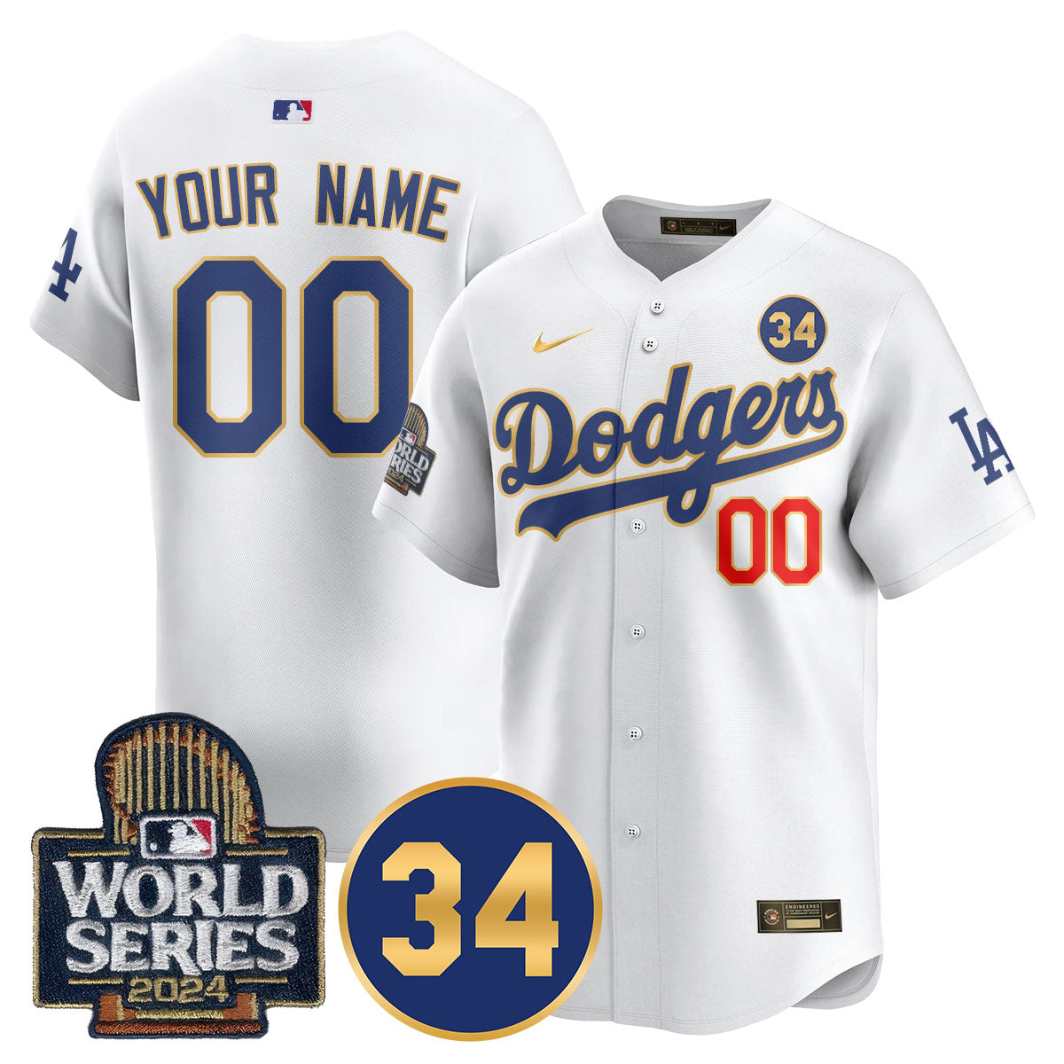 Dodgers World Series - Fernando Valenzuela Memorial Custom Jersey - All Stitched
