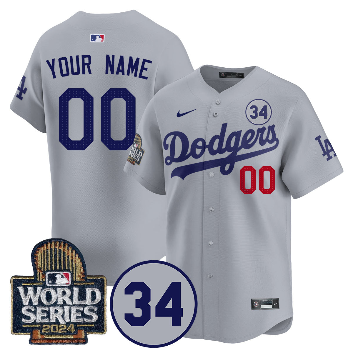 Dodgers World Series - Fernando Valenzuela Memorial Custom Jersey - All Stitched