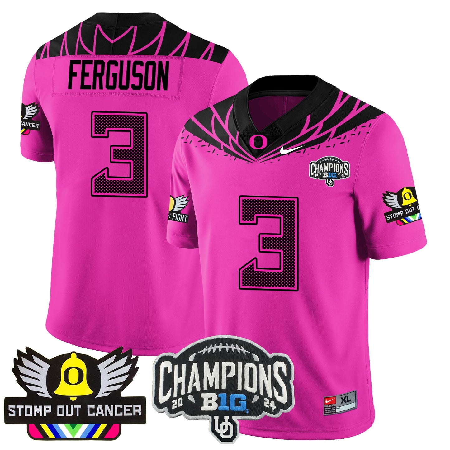 Oregon Alternate 2024 Big Ten Champions Jersey V2 - All Stitched