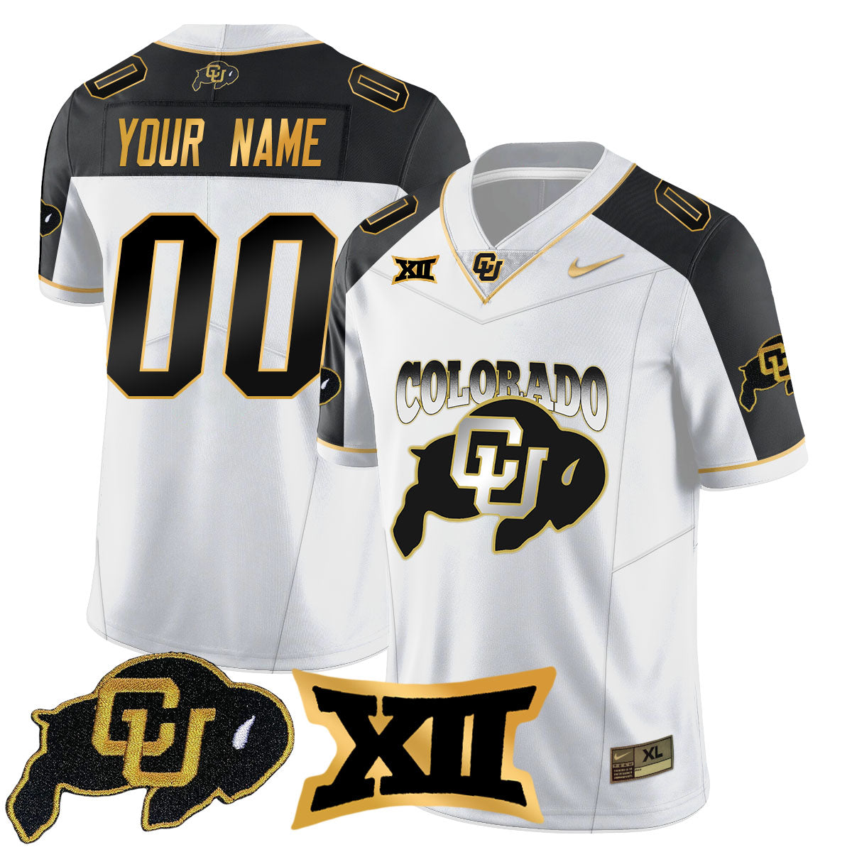 Custom Colorado Buffaloes 2024 Vapor Limited Gold Jersey N2 - All Stitched