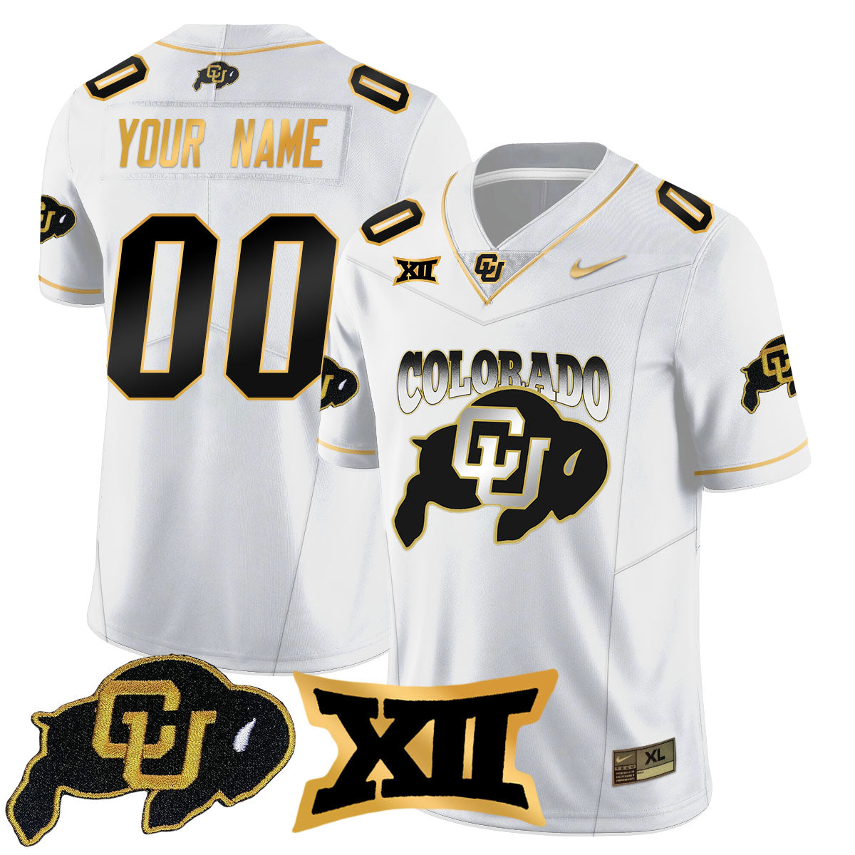 Custom Colorado Buffaloes 2024 Vapor Limited Gold Jersey N2 - All Stitched