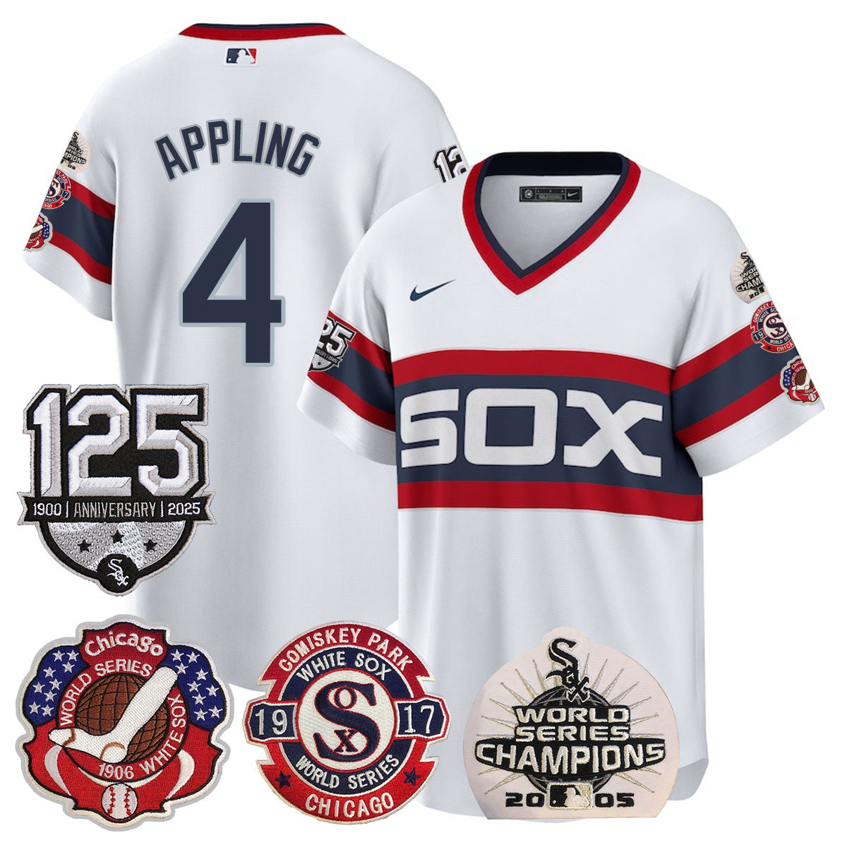 Chicago White Sox 125th Anniversary - World Series Champions Jersey - All Stitched