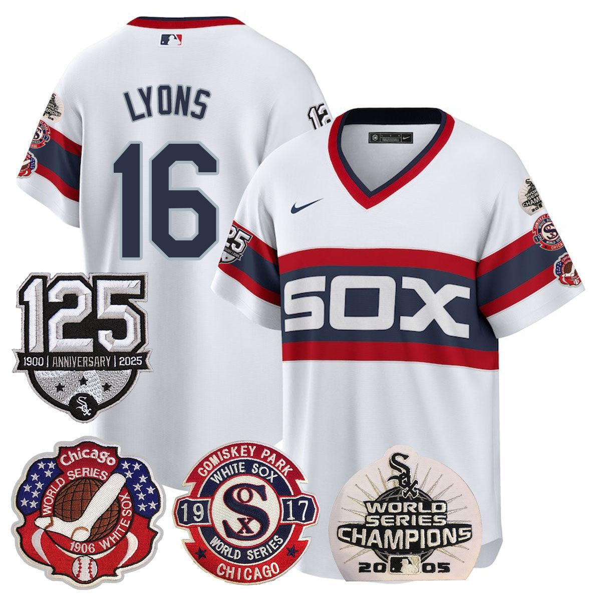 Chicago White Sox 125th Anniversary - World Series Champions Jersey - All Stitched