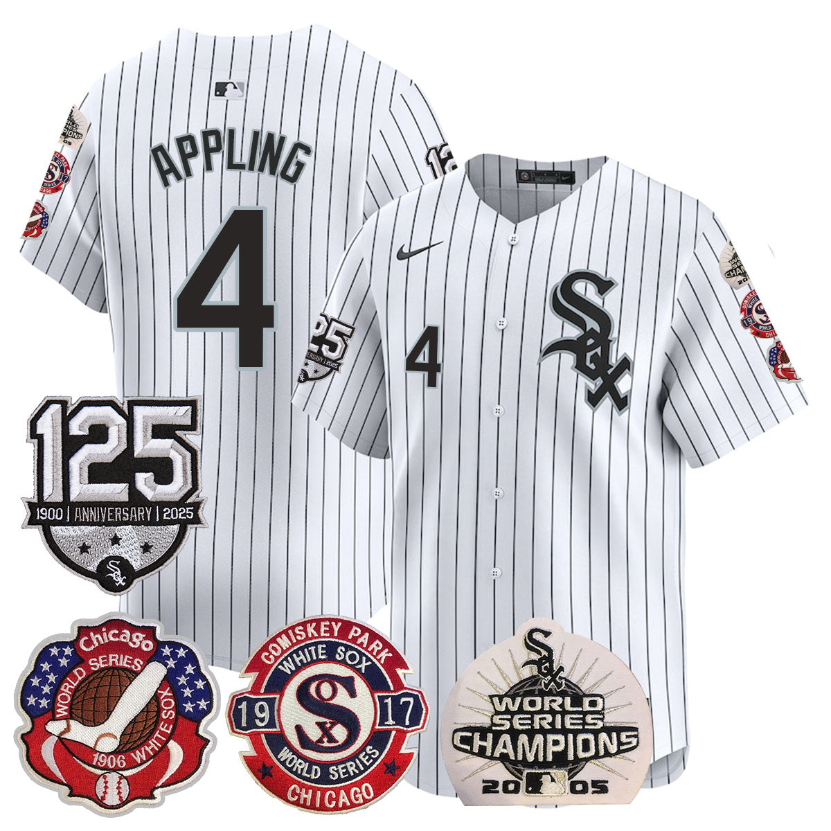 Chicago White Sox 125th Anniversary - World Series Champions Jersey - All Stitched