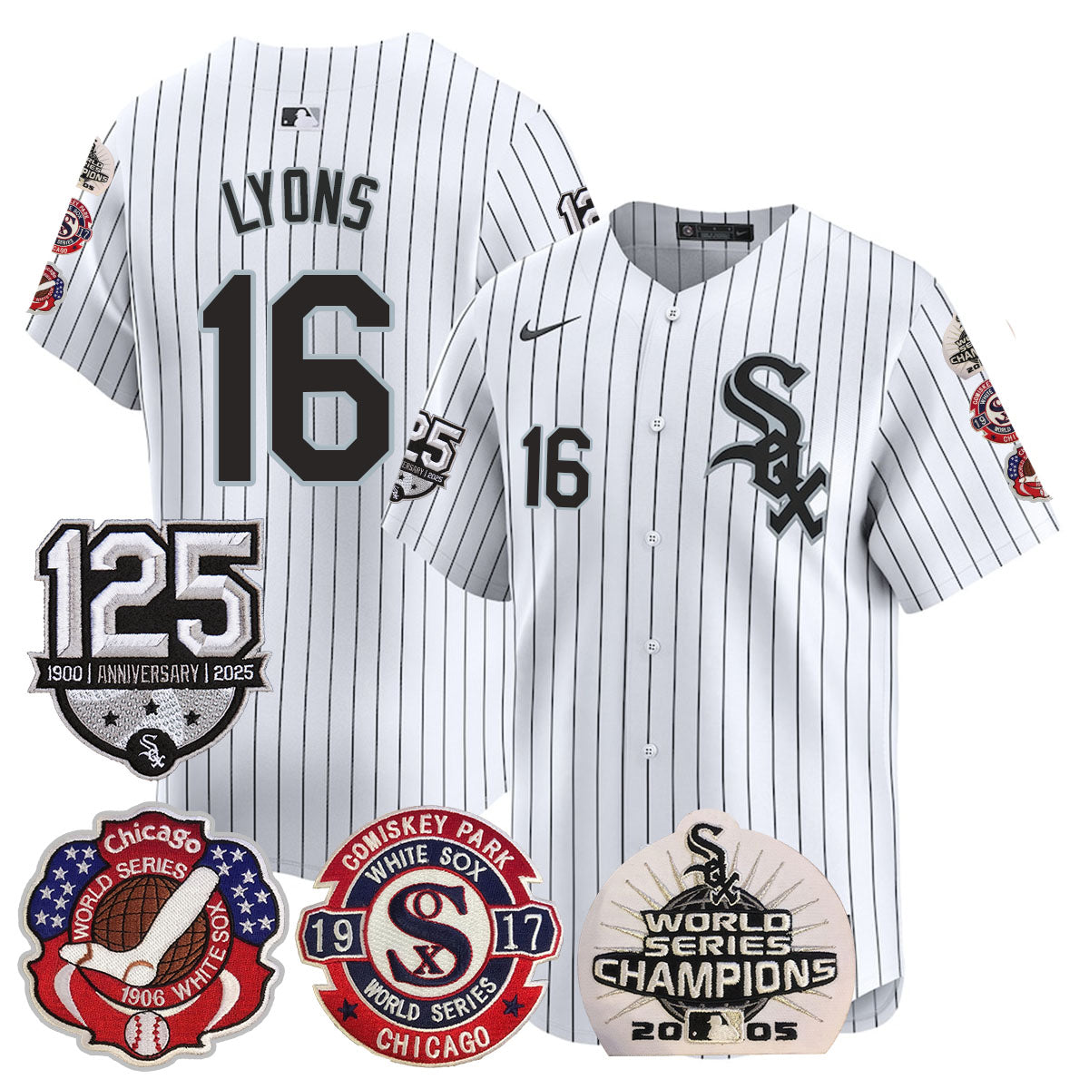 Chicago White Sox 125th Anniversary - World Series Champions Jersey - All Stitched