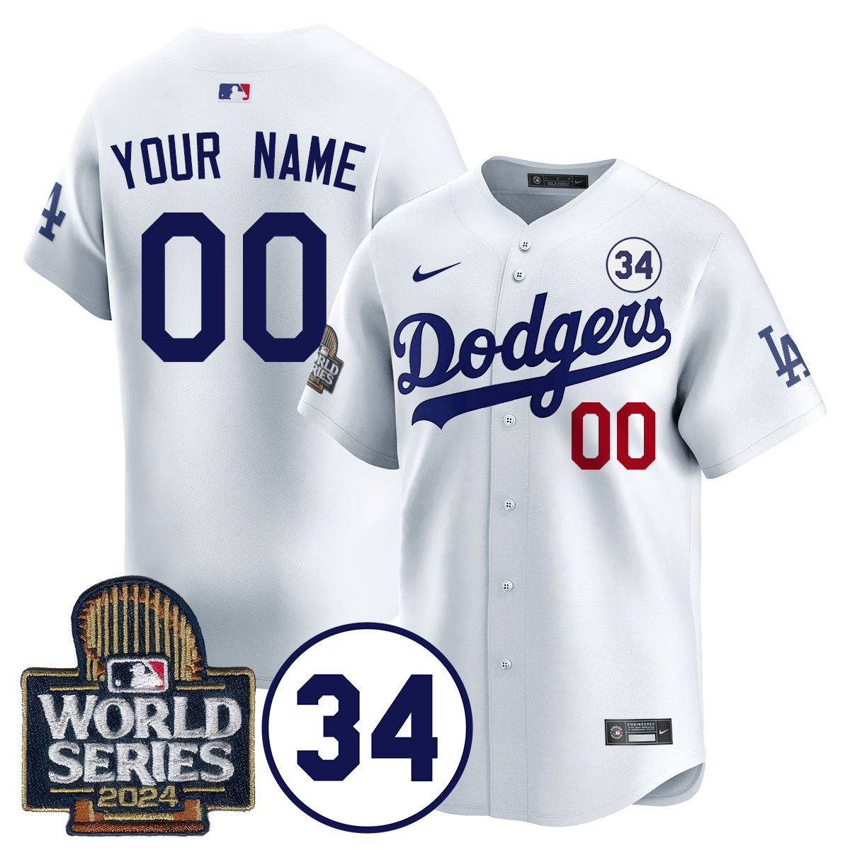 Dodgers World Series - Fernando Valenzuela Memorial Custom Jersey - All Stitched